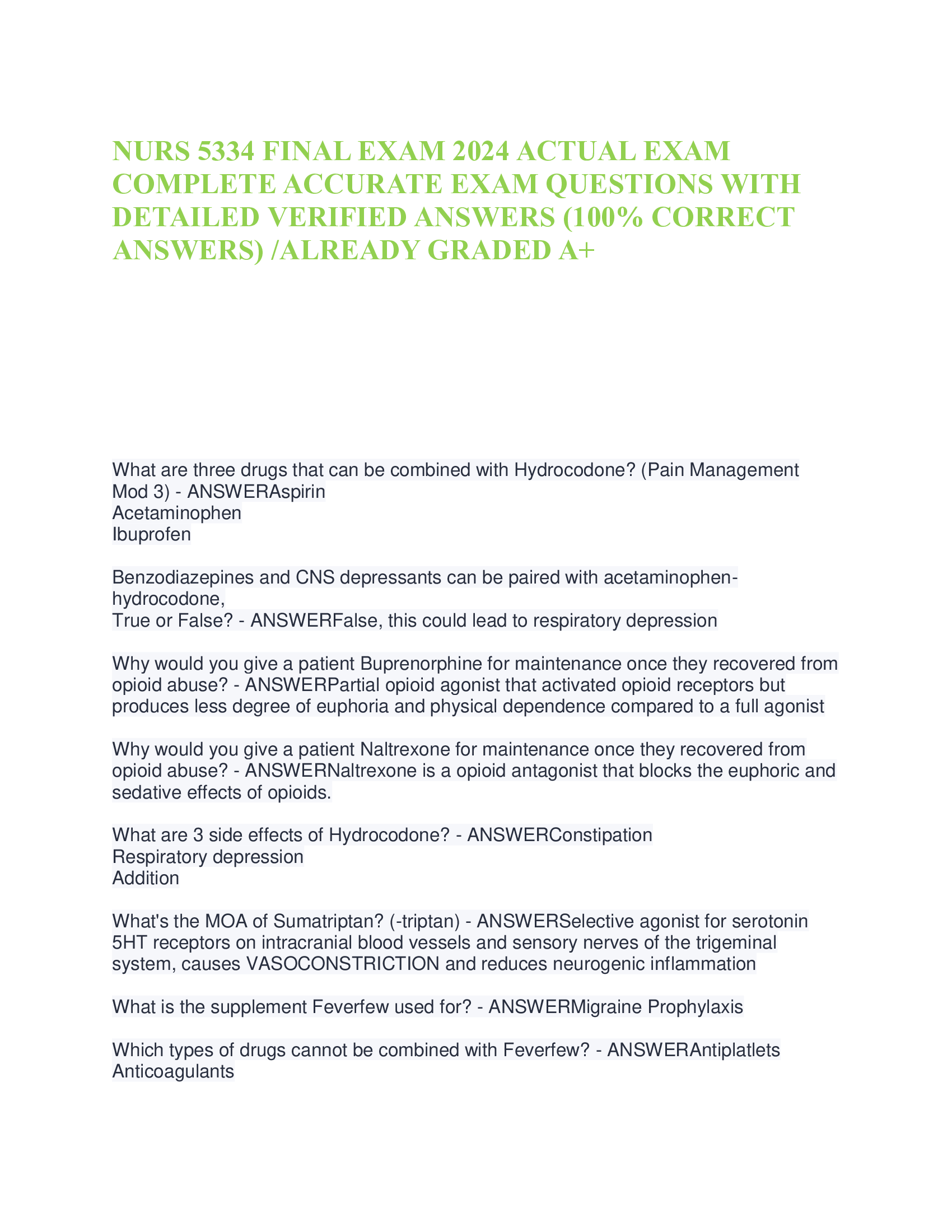 NURS 5334 Final Exam 2026 – Real Exam Questions with Verified Answers (Complete & Accurate)