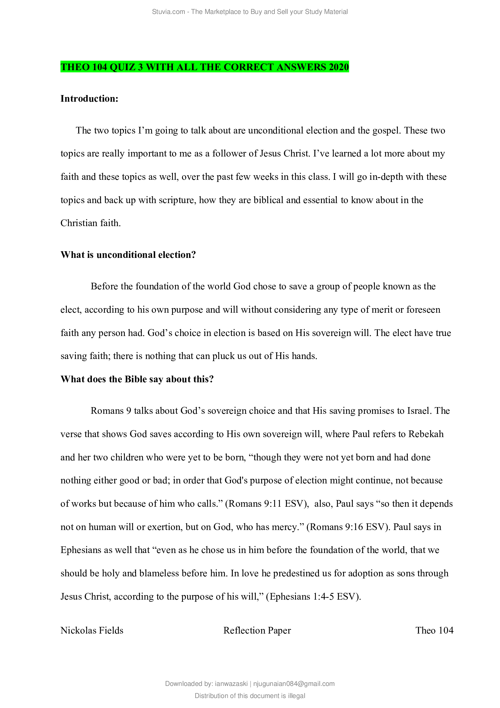 THEO 104 QUIZ 3 WITH ALL THE CORRECT ANSWERS