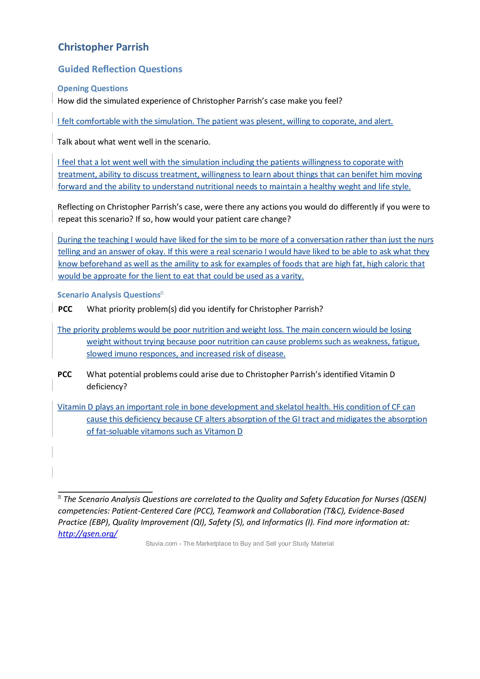 Christopher Parrish Guided Reflection Questions and Answers (Graded A)