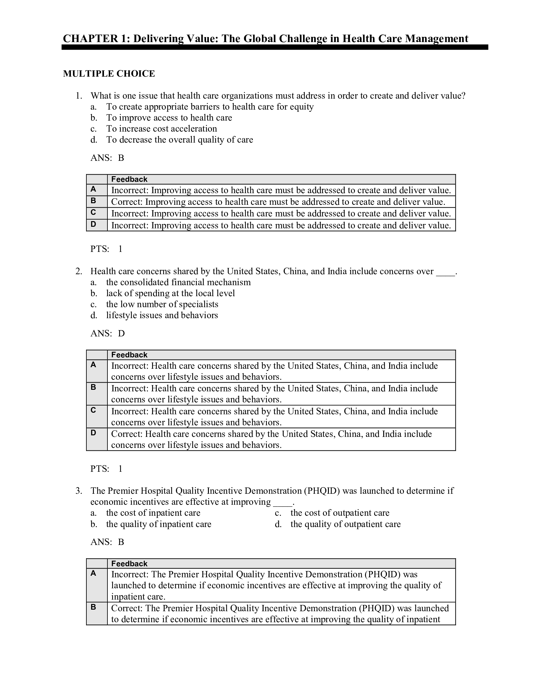 Test Bank for Shortell and Kaluznys Healthcare Management 7th Edition by Burns