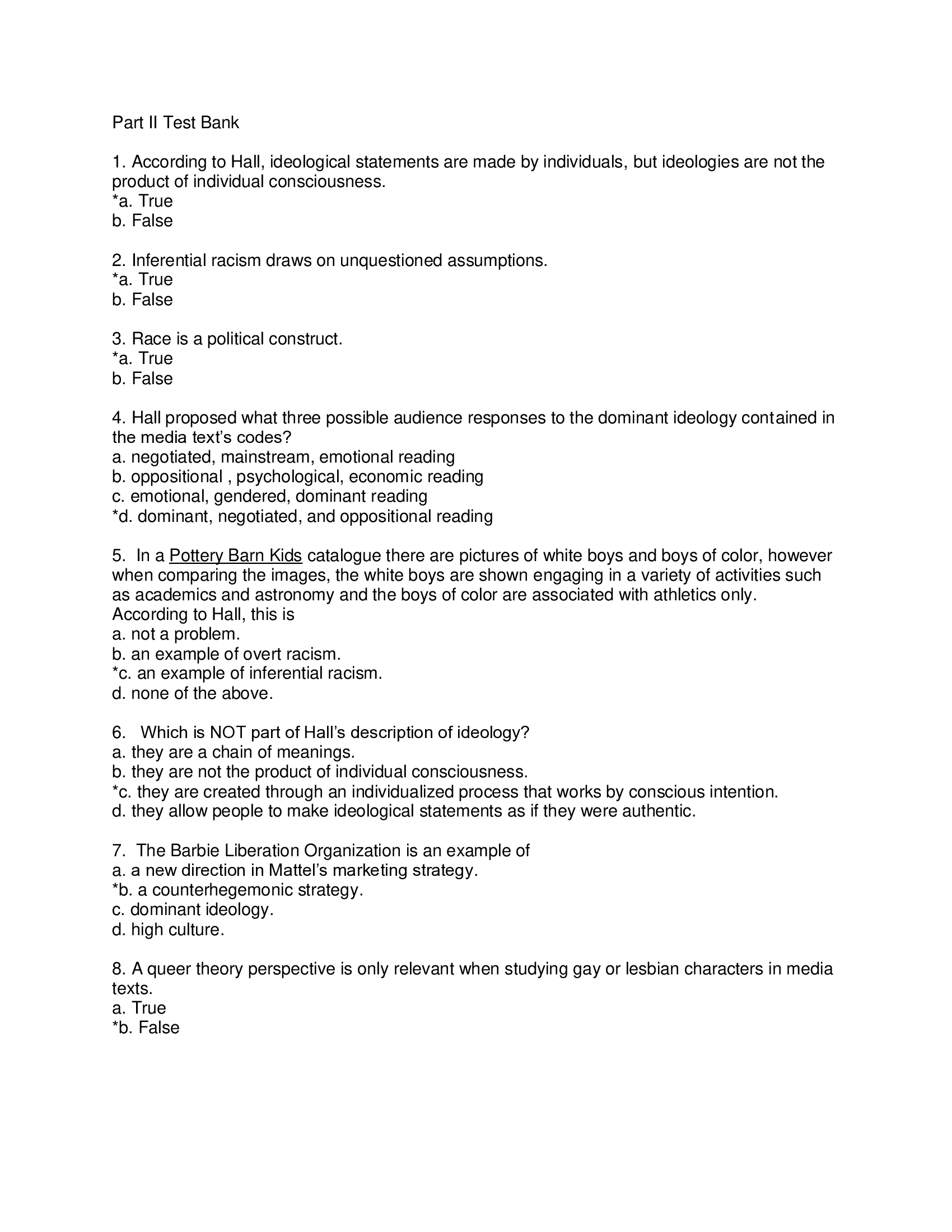 A Complete Test Bank For Gender, Race, and Class in Media, A Critical Reader, 4th Edition Authors, Gail Dines, Jean M. Humez