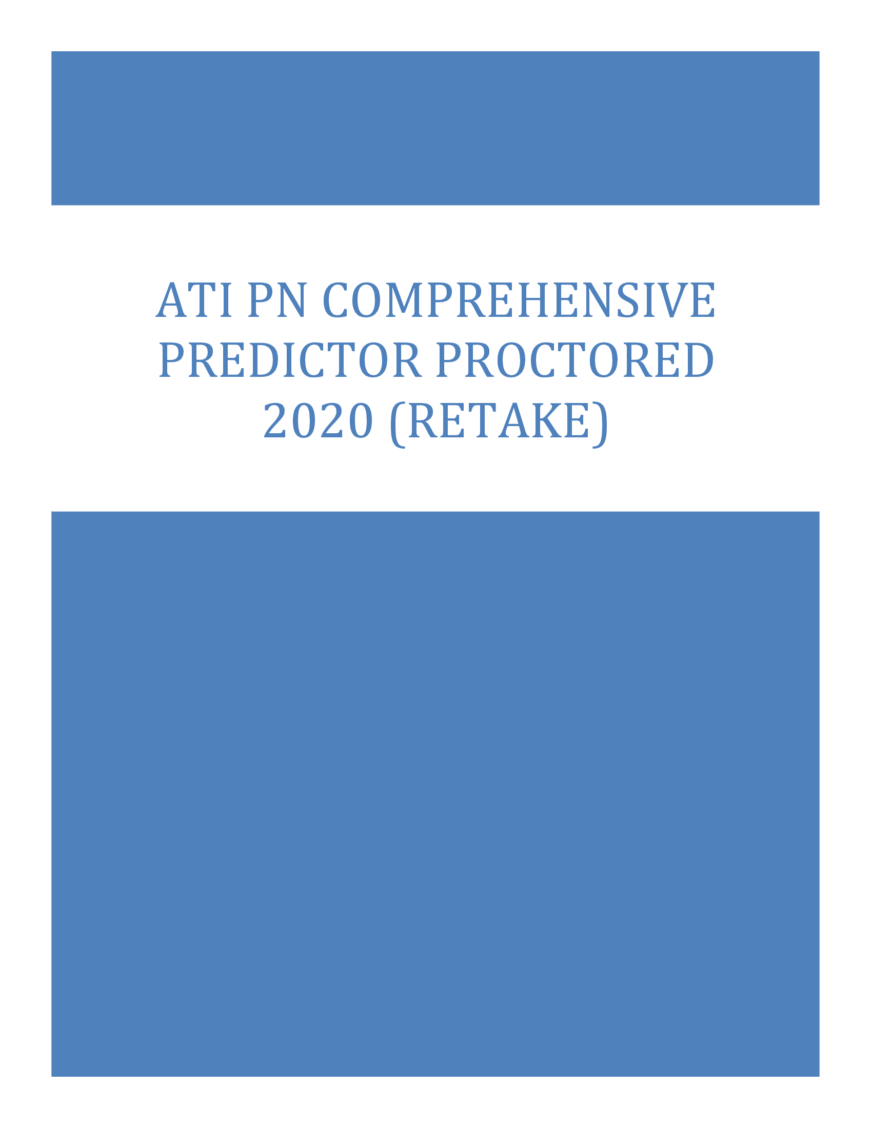 ATI PN COMPREHENSIVE PREDICTOR PROCTORED 2020 (RETAKE)