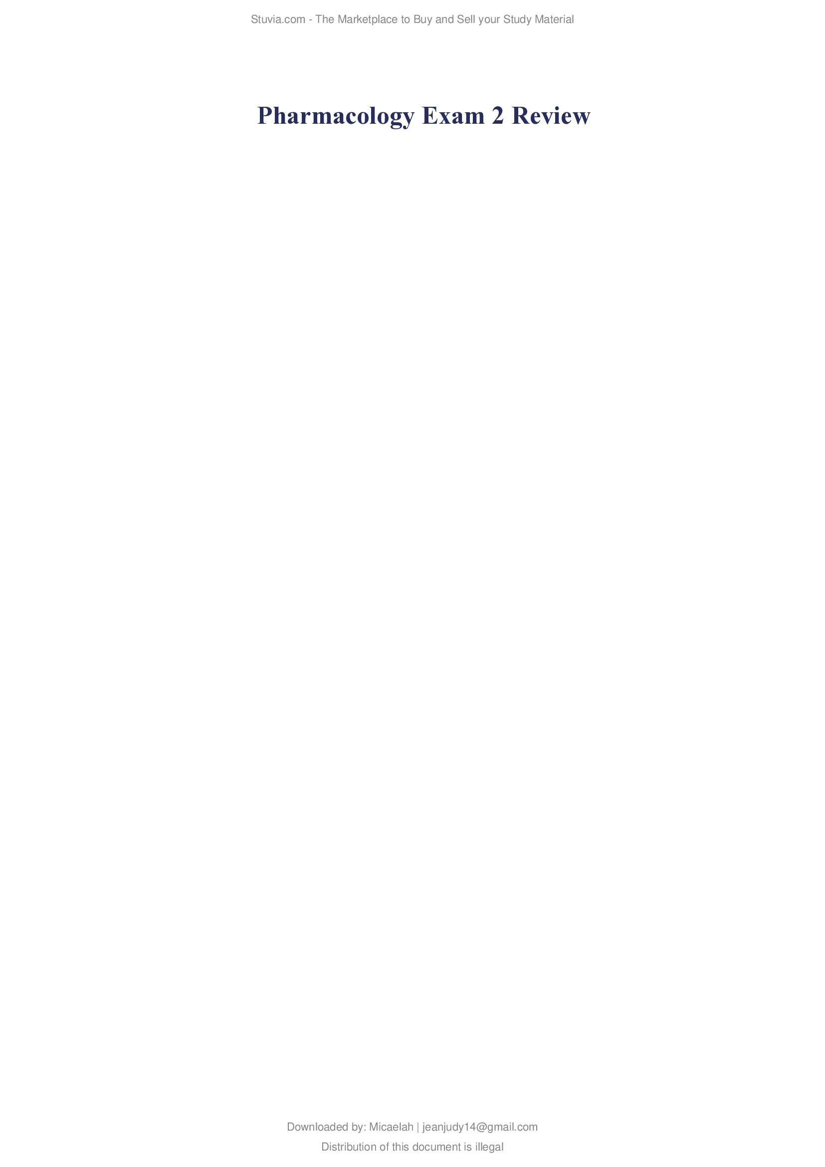 Pharmacology Exam 2 Review Highly Rated Guide