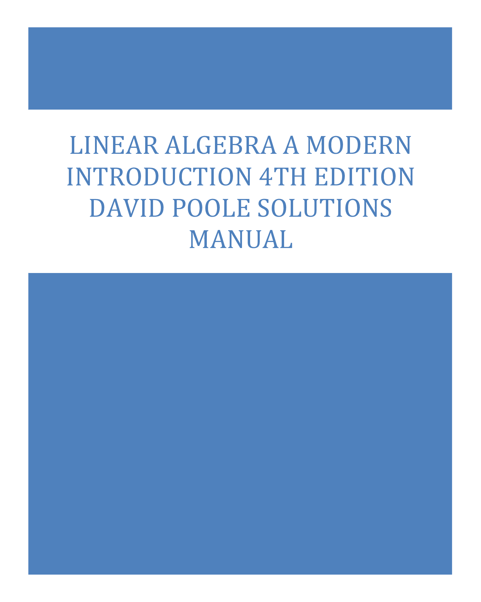 Linear Algebra A Modern Introduction 4th Edition David Poole Solutions Manual