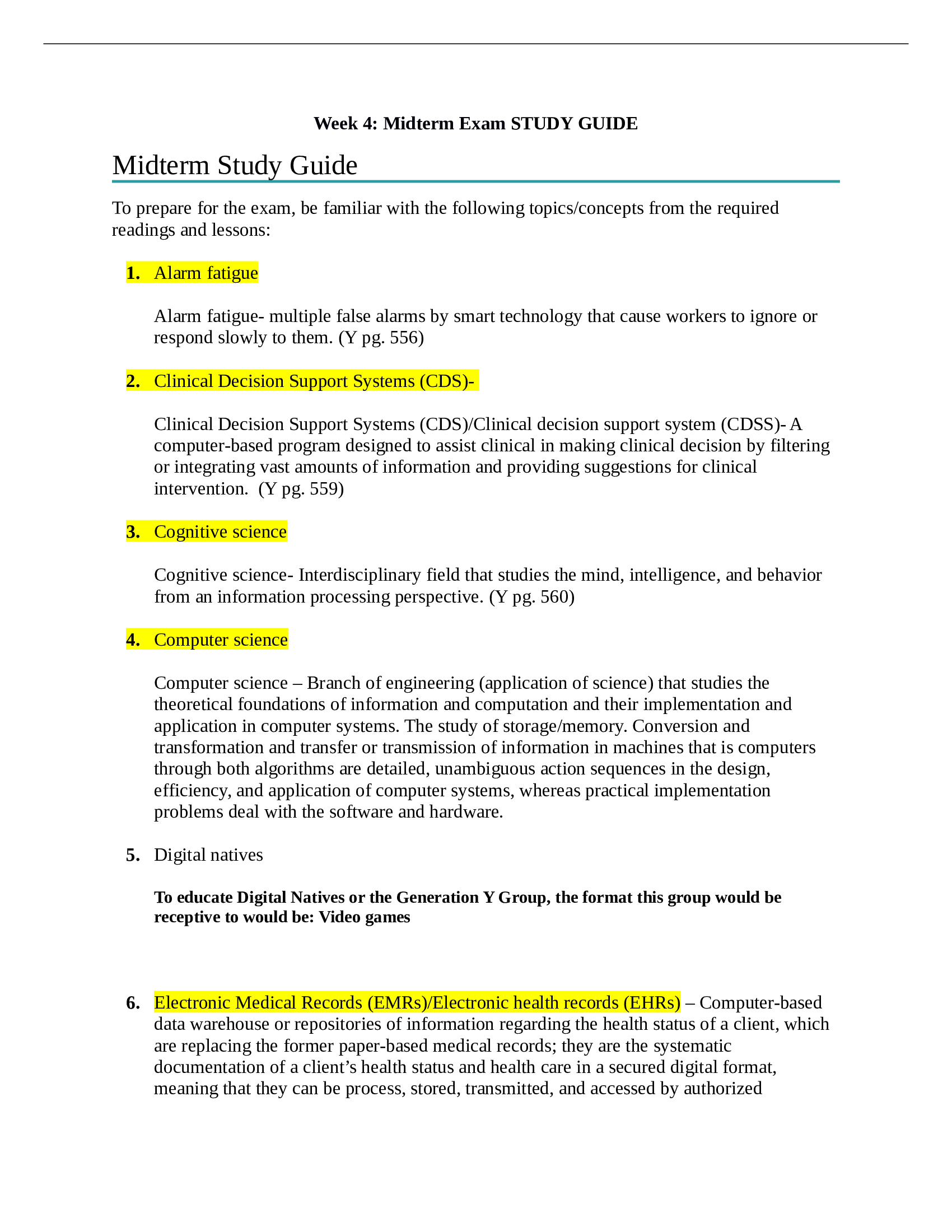 NR 599 Week 4 Midterm Exam Study Guide 2022