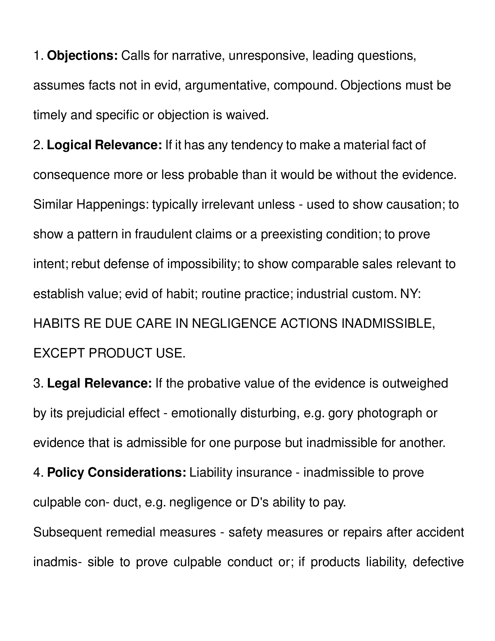 NY Bar Exam Evidence Questions and Answers