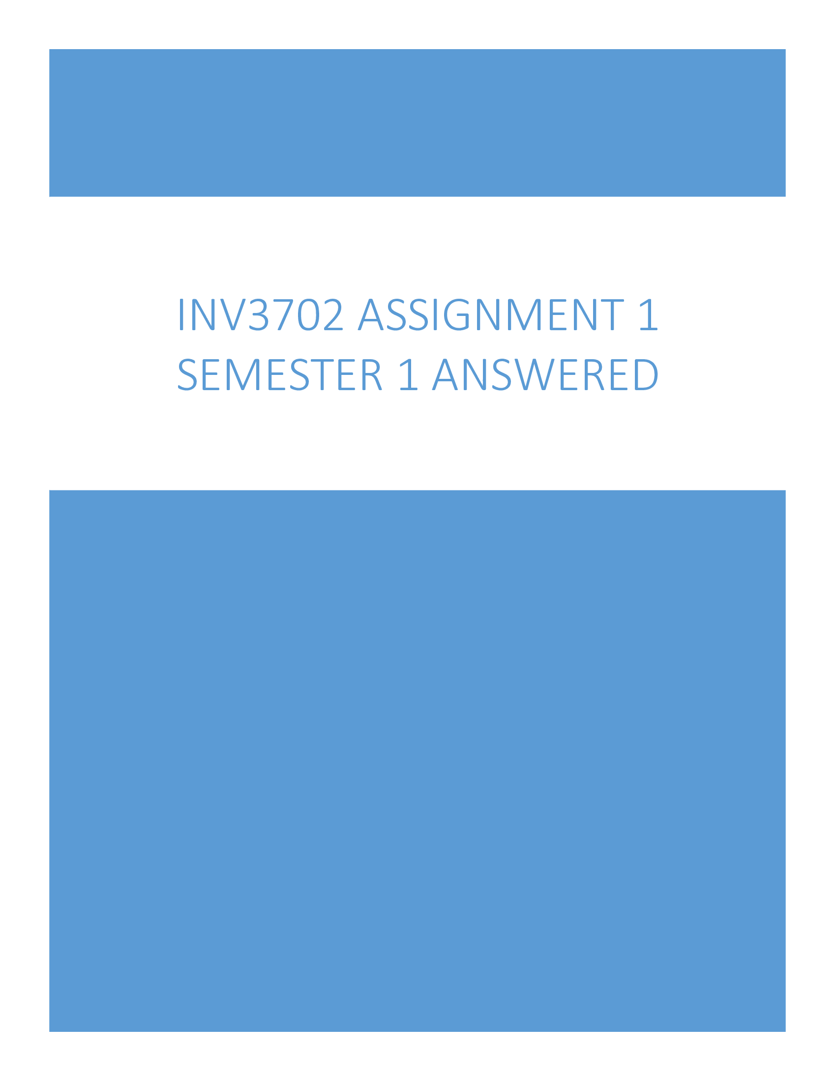 INV3702 Assignment 1 Semester 1 Answered 2024