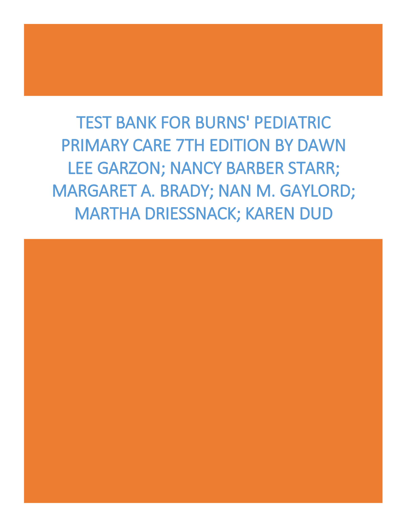 Burns' Pediatric Primary Care 7th Edition Test Bank