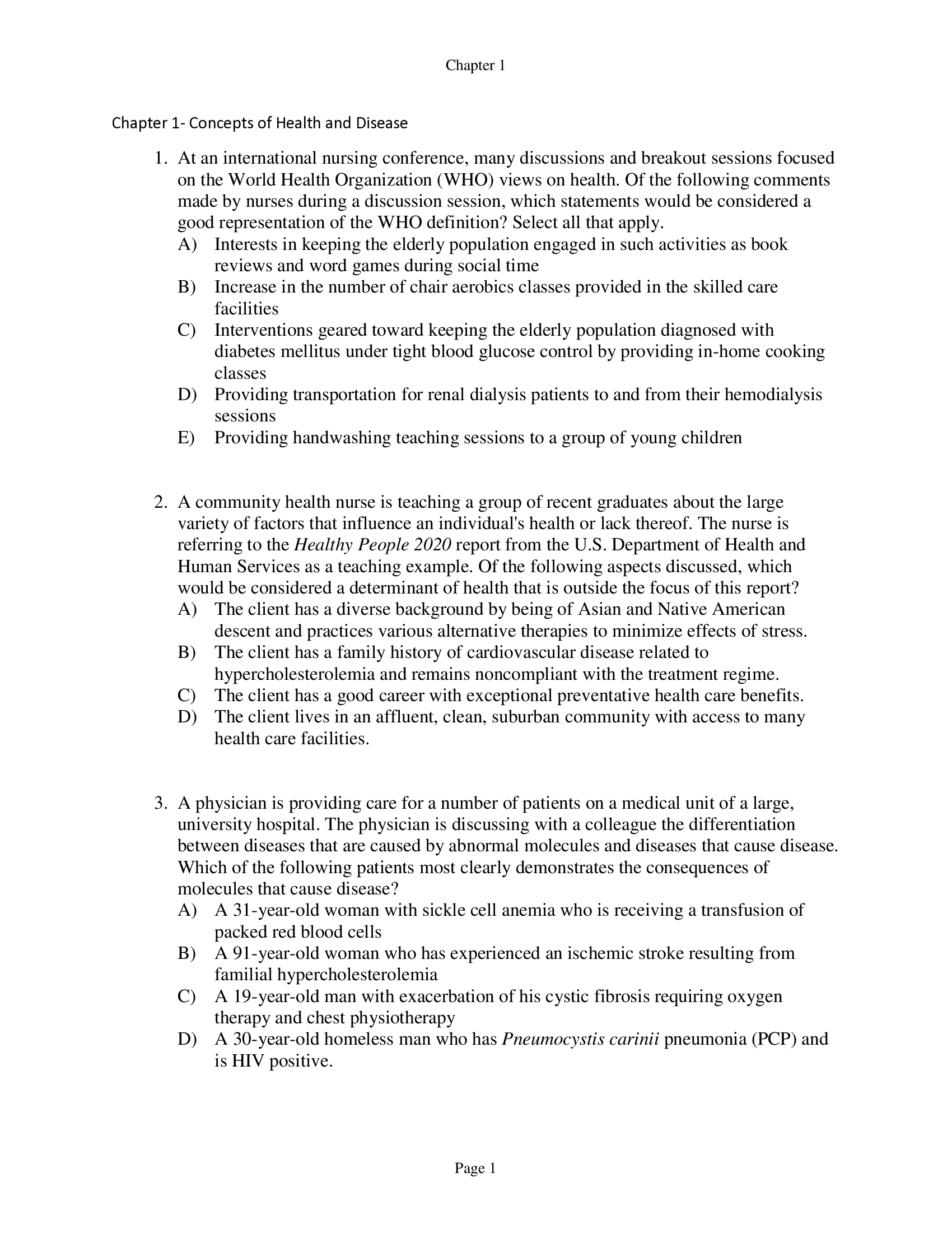 Test Bank for Porths Essentials Of Pathophysiology, Concepts Of Altered Health States Third, North American Edition 10 Edition by Norris