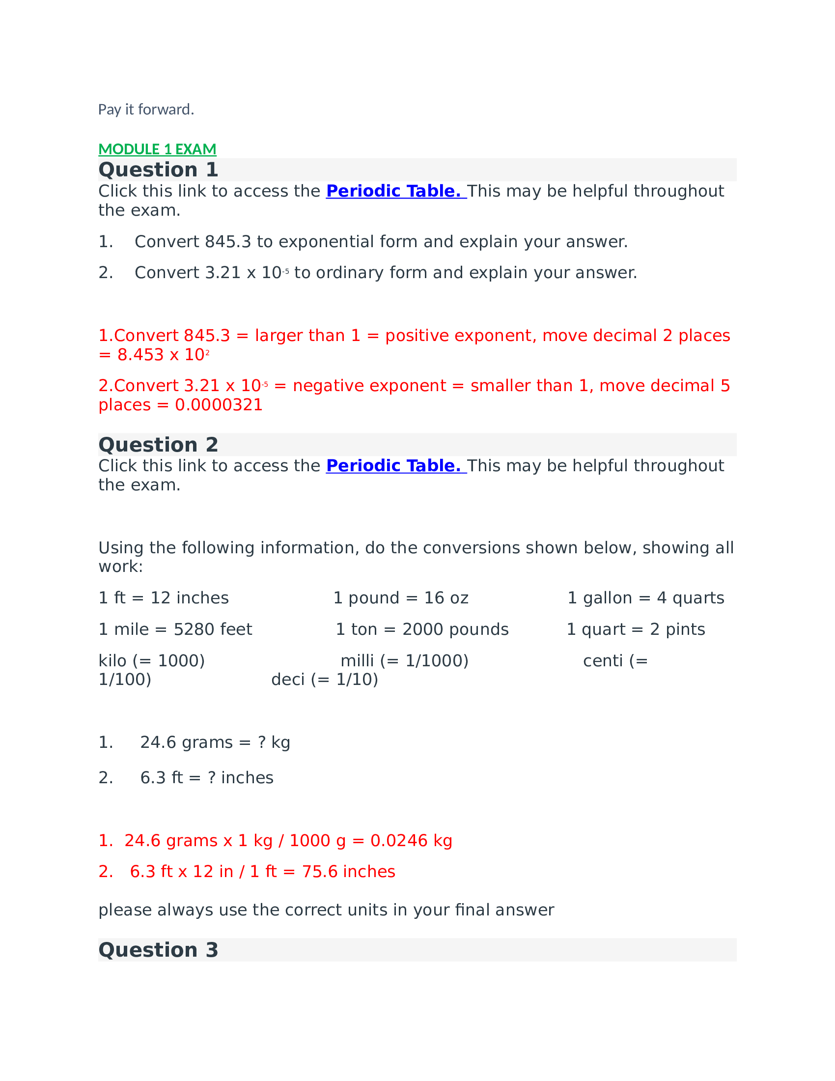 CHEM 103 MODULE 1 –MODULE 6 Exam 2022(Portage Learning)