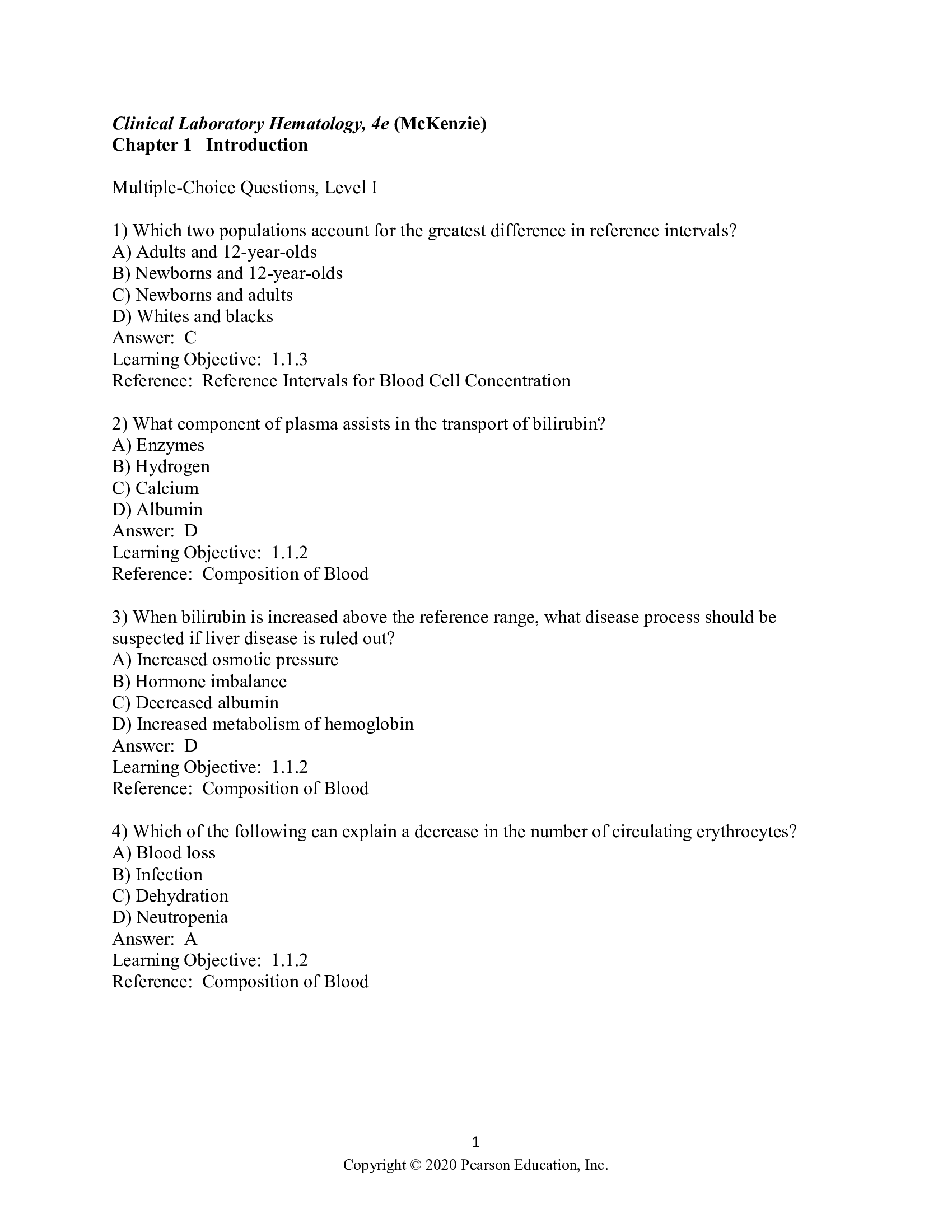 Test Bank for Clinical Laboratory Hematology 4th Edition by McKenzie
