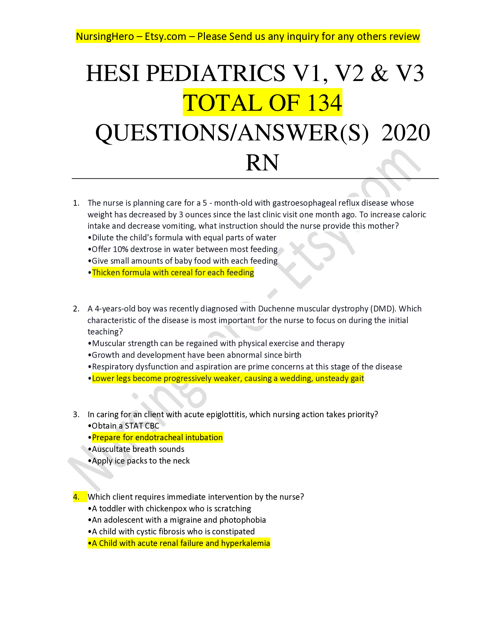HESI RN Pediatrics for 2026 Exam