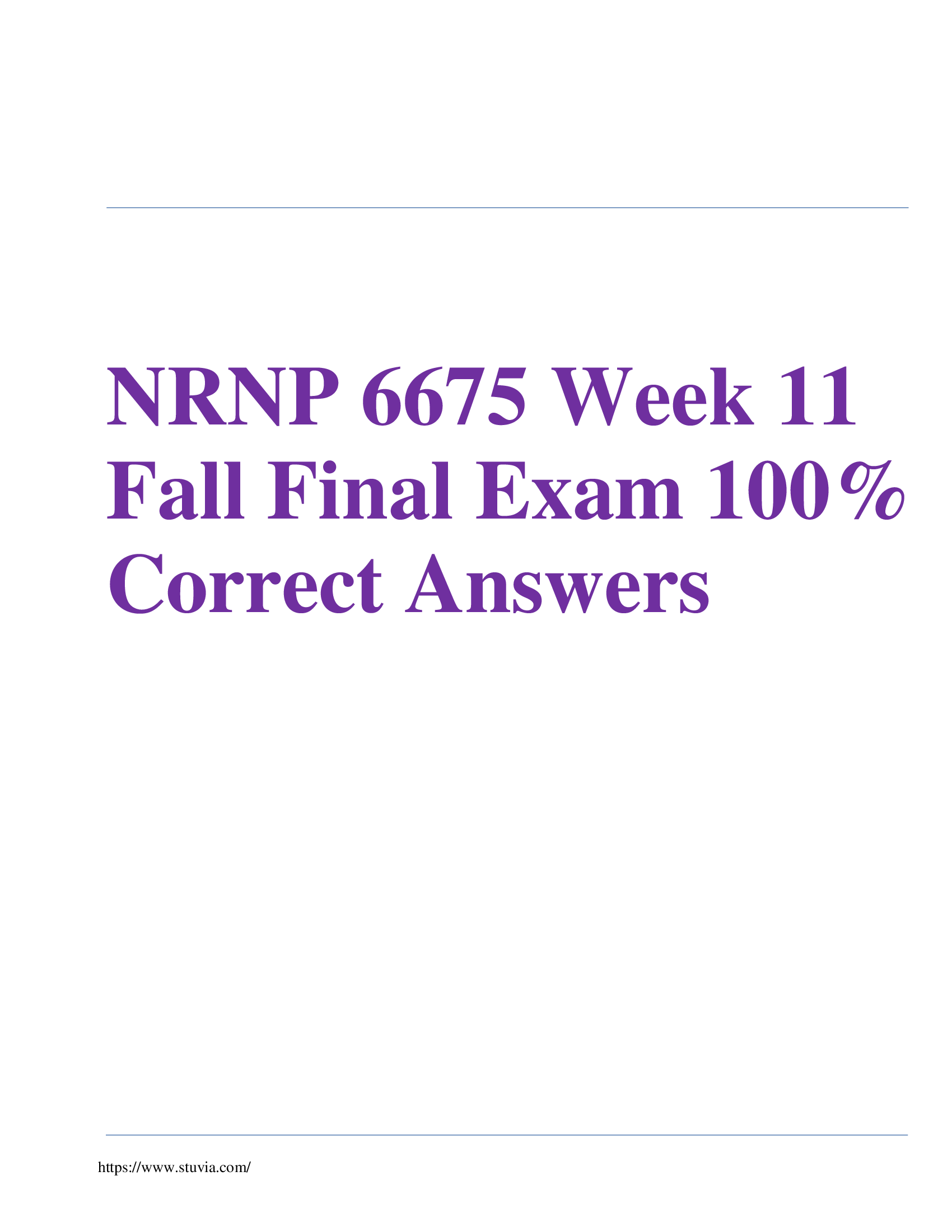 NRNP 6675 Week 11 Fall Final Exam