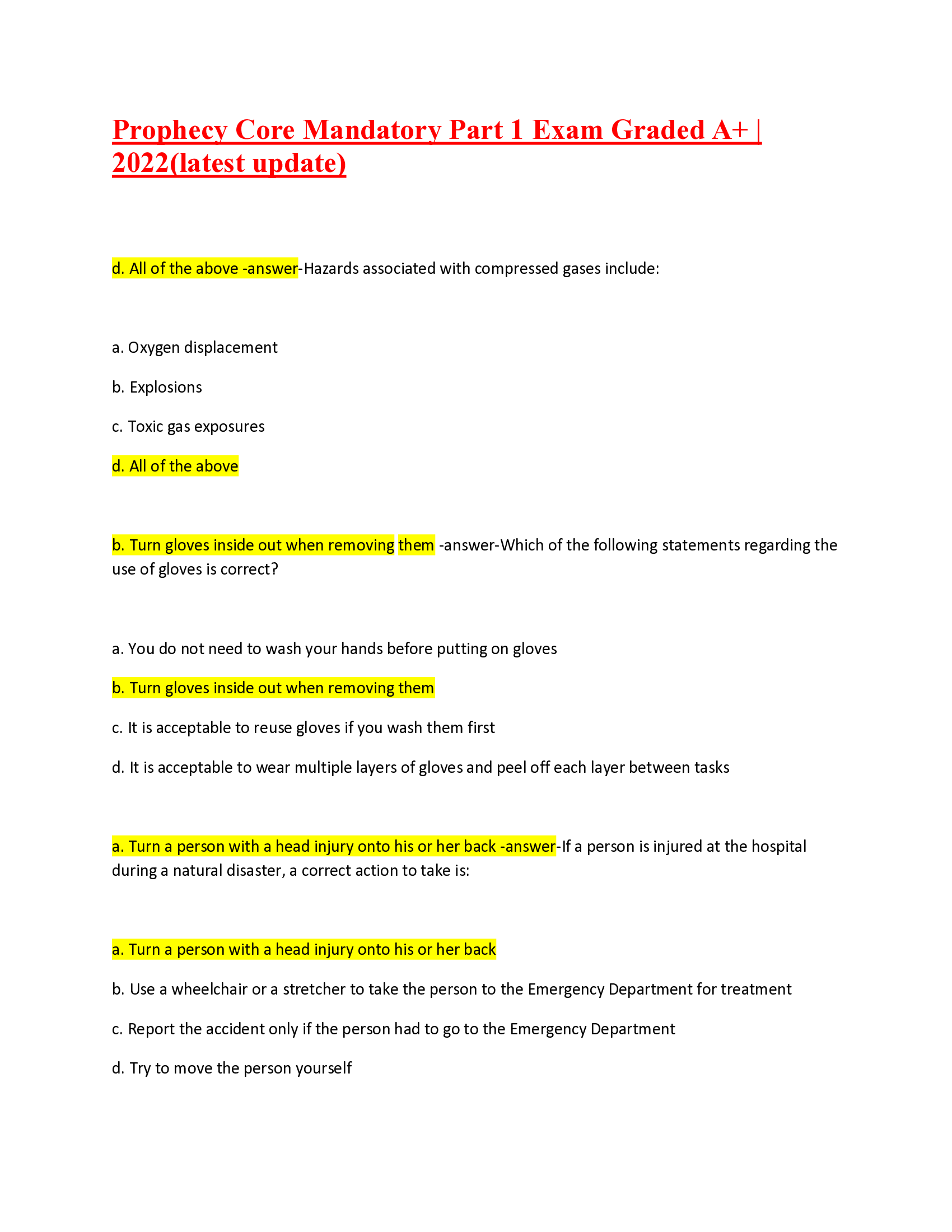 Prophecy Core Mandatory Part 1 Exam Graded A+ (latest update)