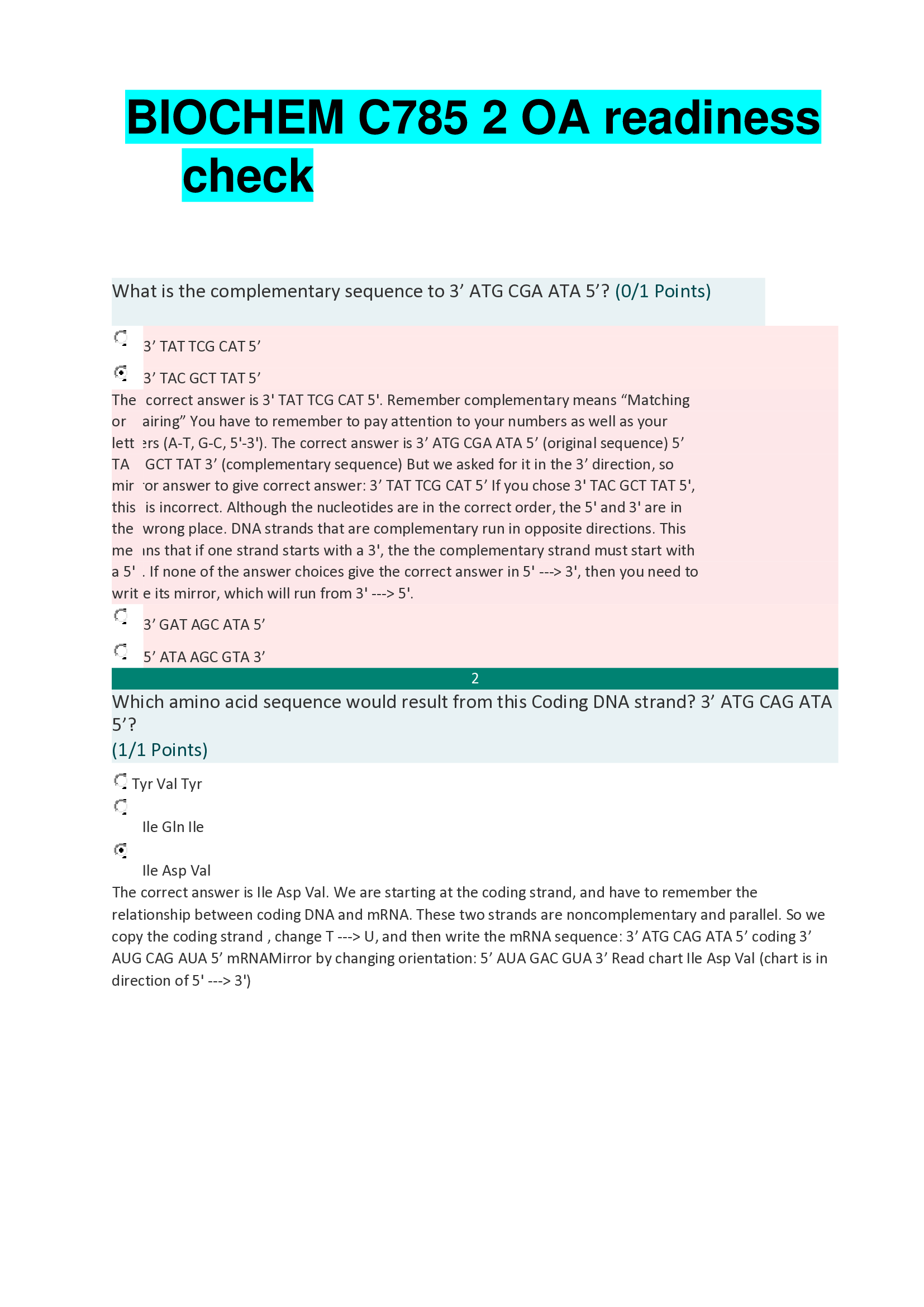 BIOCHEM C785 2 OA readiness check(Latest update)