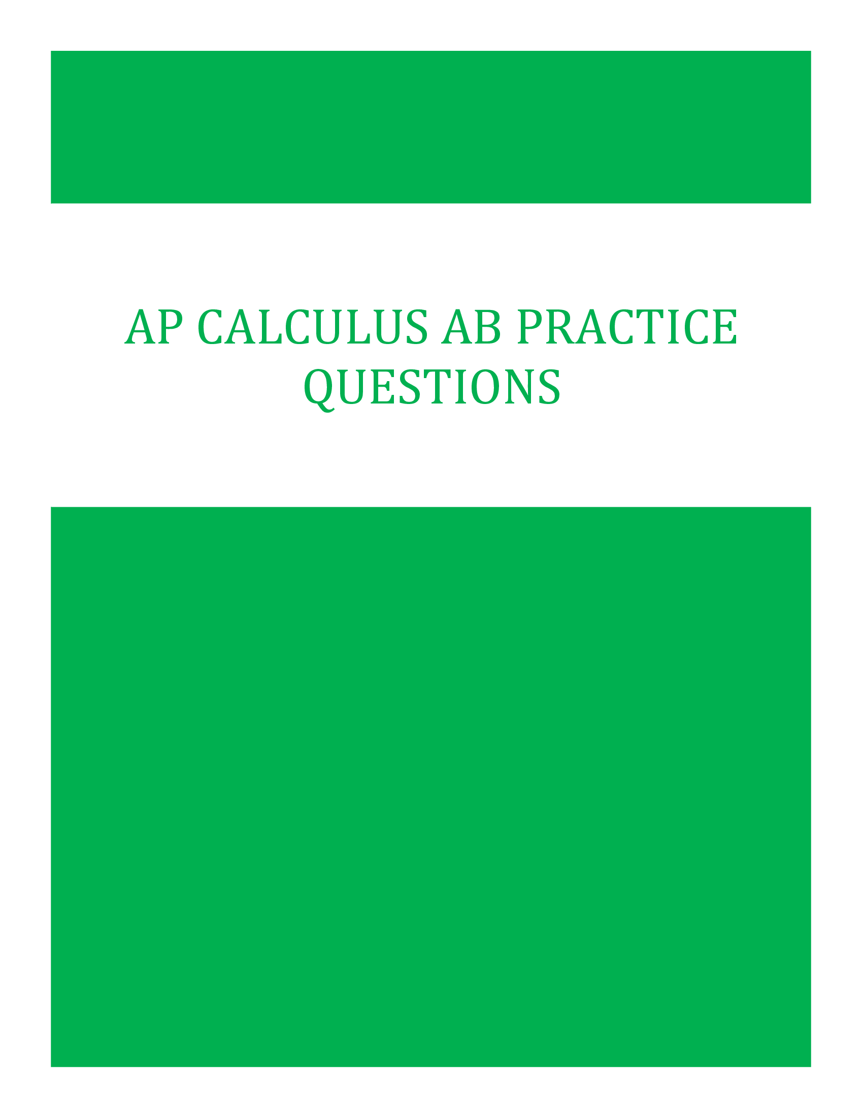 AP Calculus AB Practice Questions