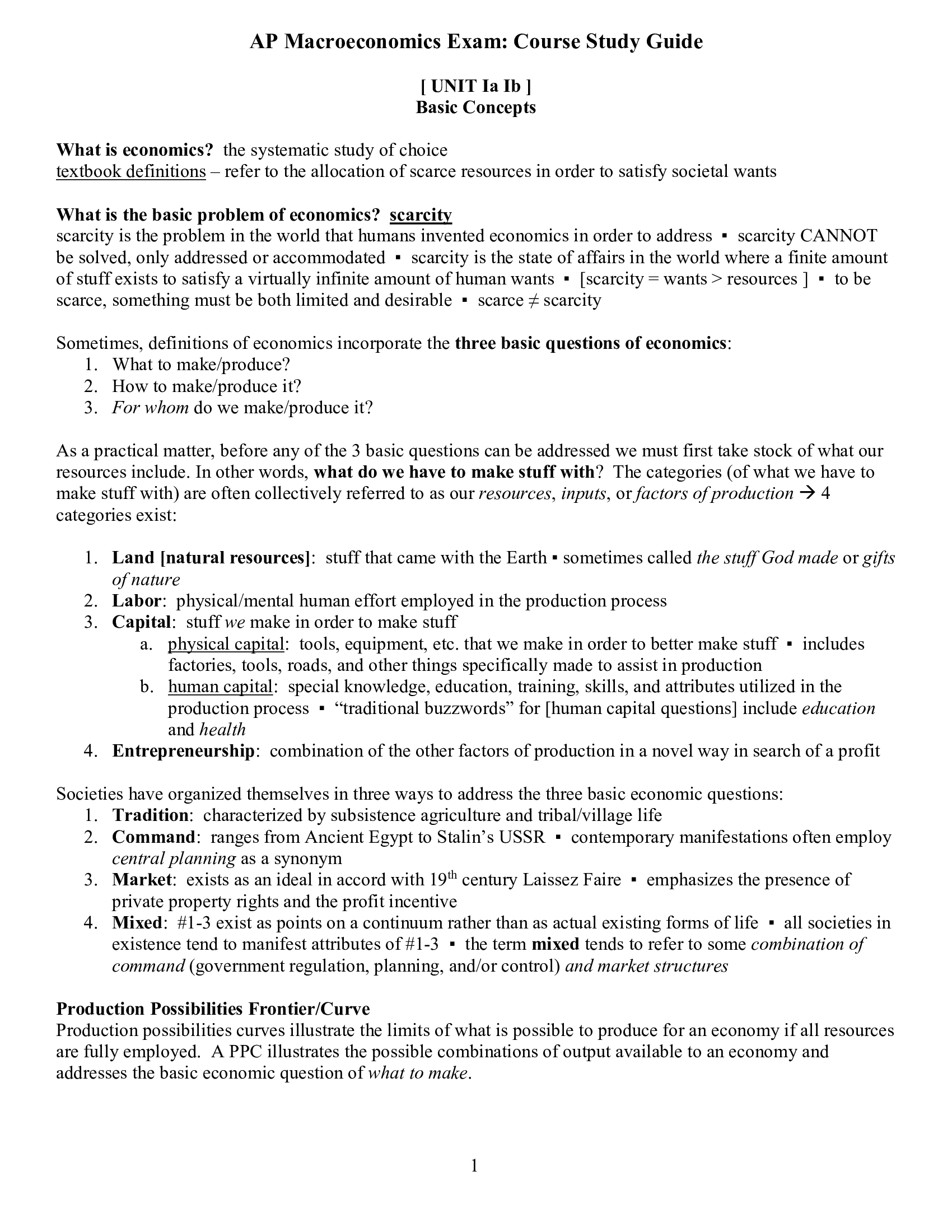 AP Macroeconomics Study Guide