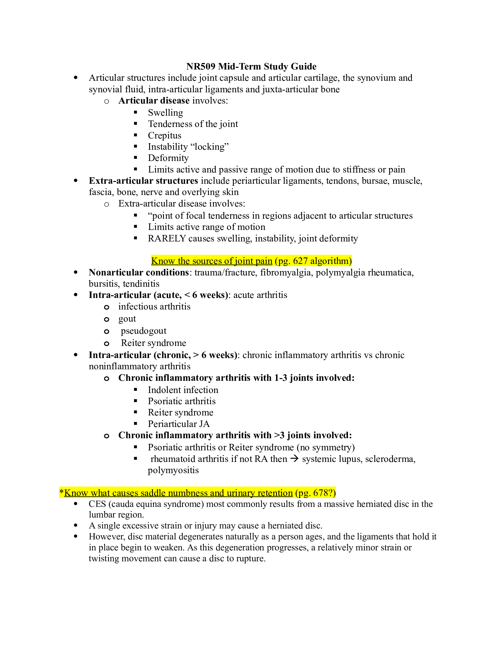 NR509 Mid-Term Study Guide 2024