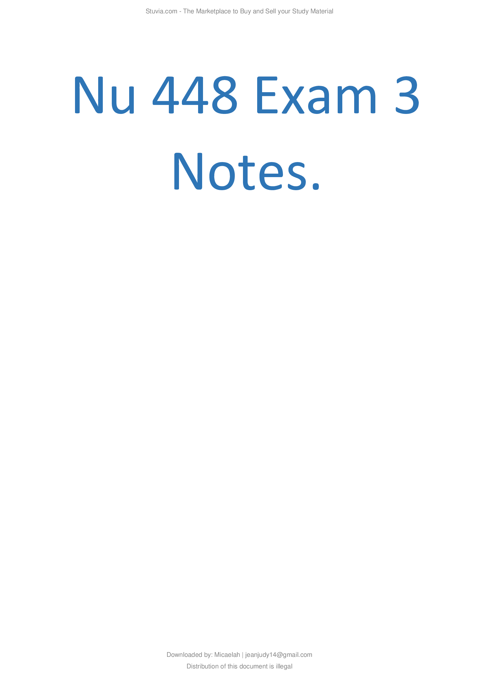 Nu 448 Exam 3 Notes