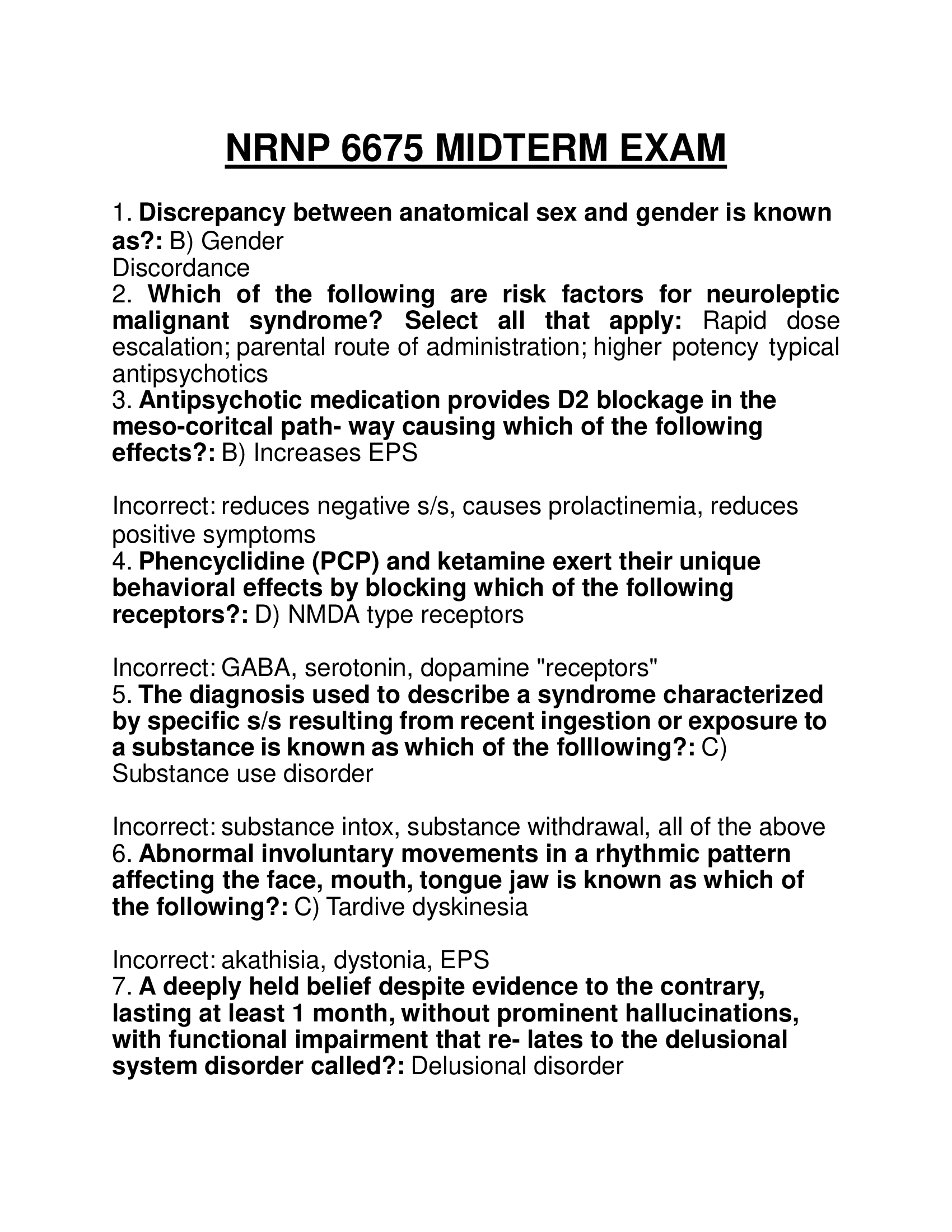 NRNP 6675 Midterm Exam 2023