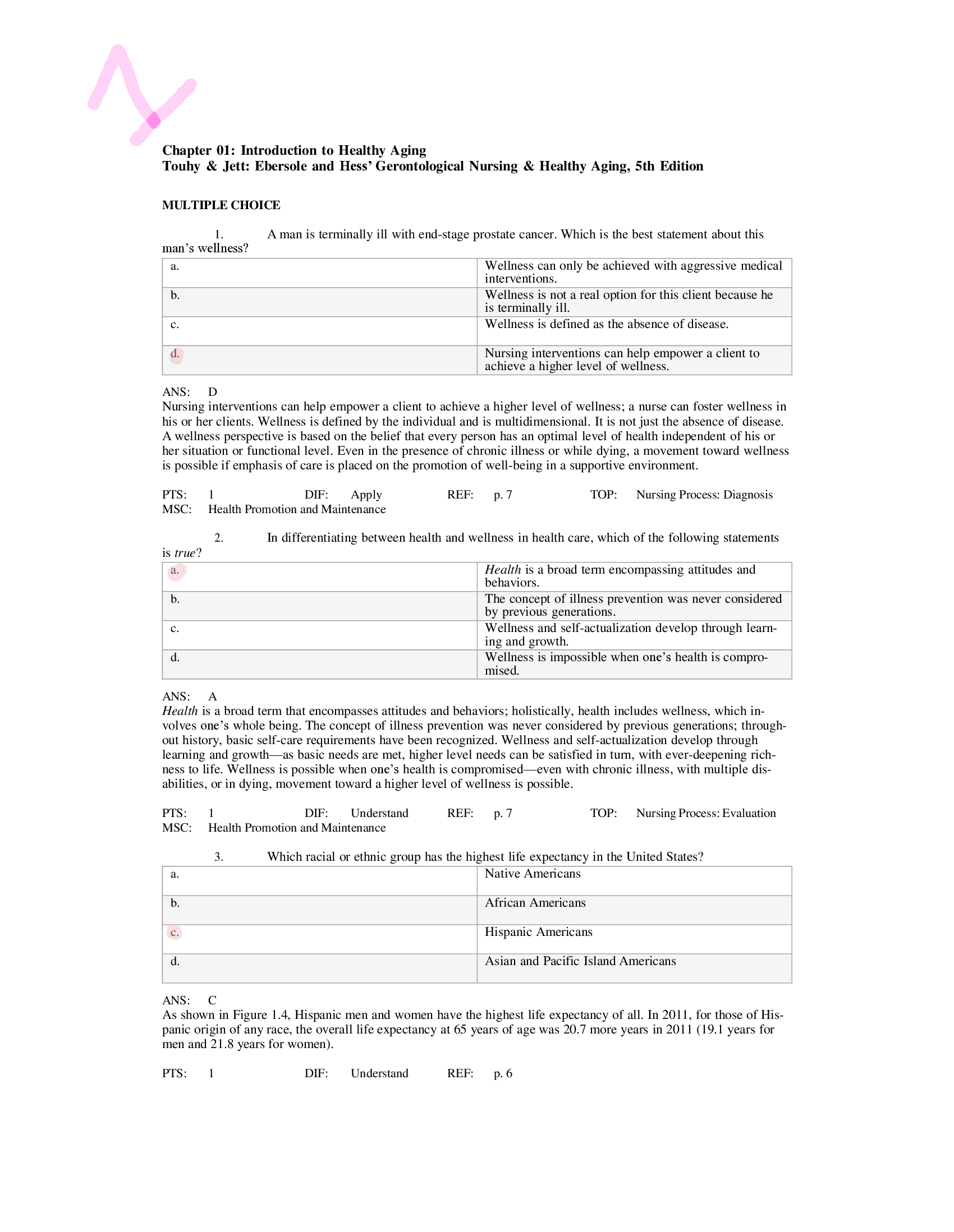 Touhy & Jett- Ebersole and Hess’ Gerontological Nursing & Healthy Aging, 5th Edition