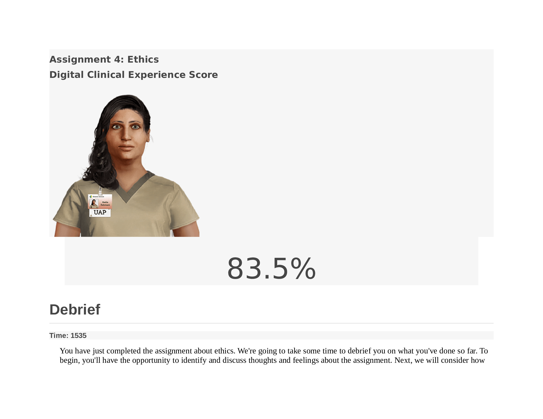 Shadow health leadership health Assignment 1 Prioritization and Introduction to Leadership Results