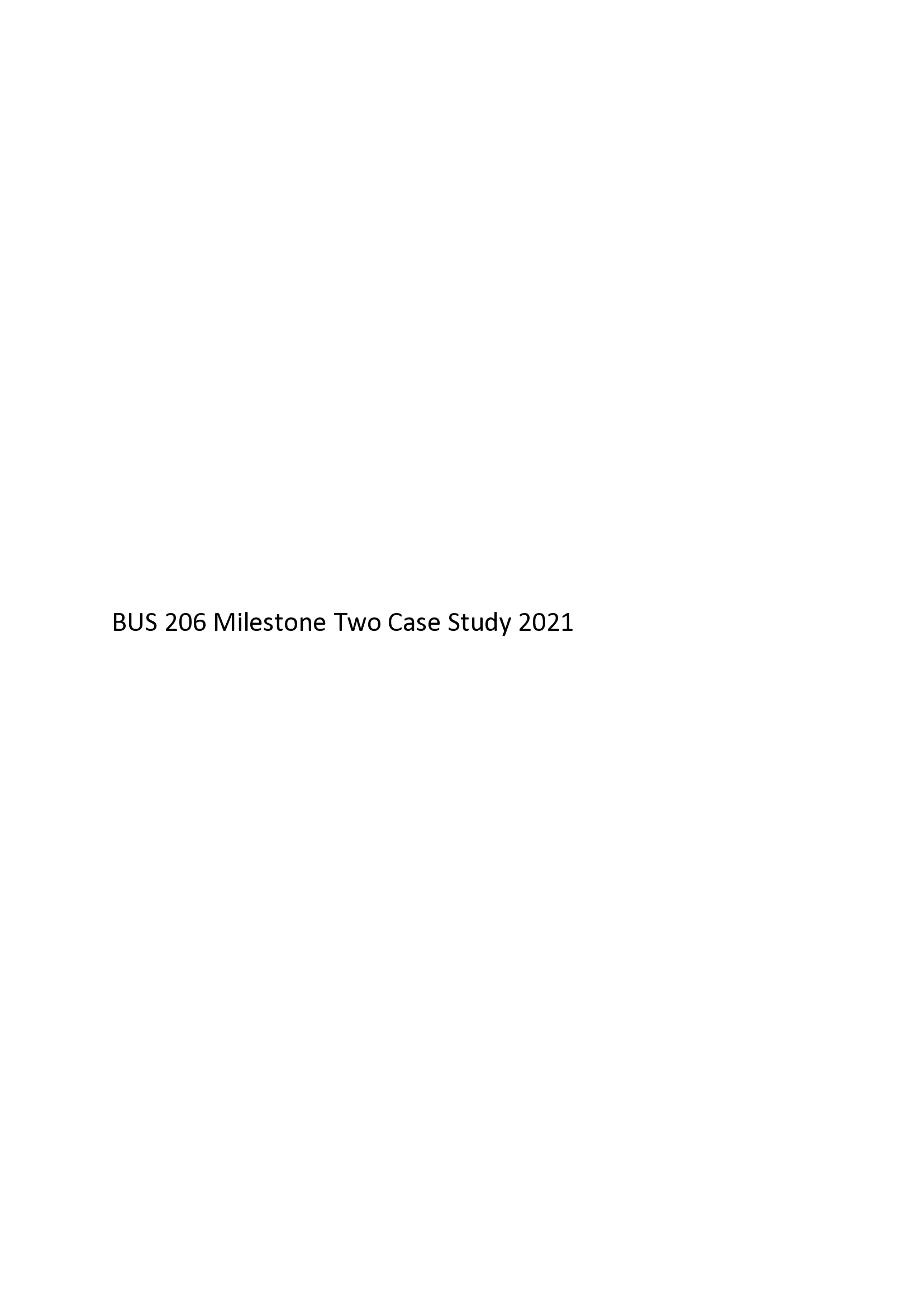 BUS 206 Milestone Two Case Study 2026