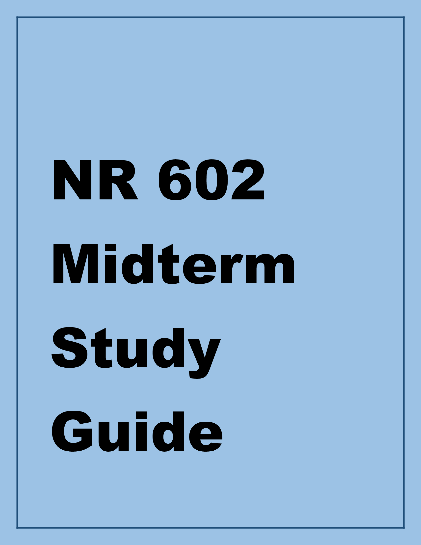 NR 602 Midterm Study Guide 2026 with Practice Questions and Answers