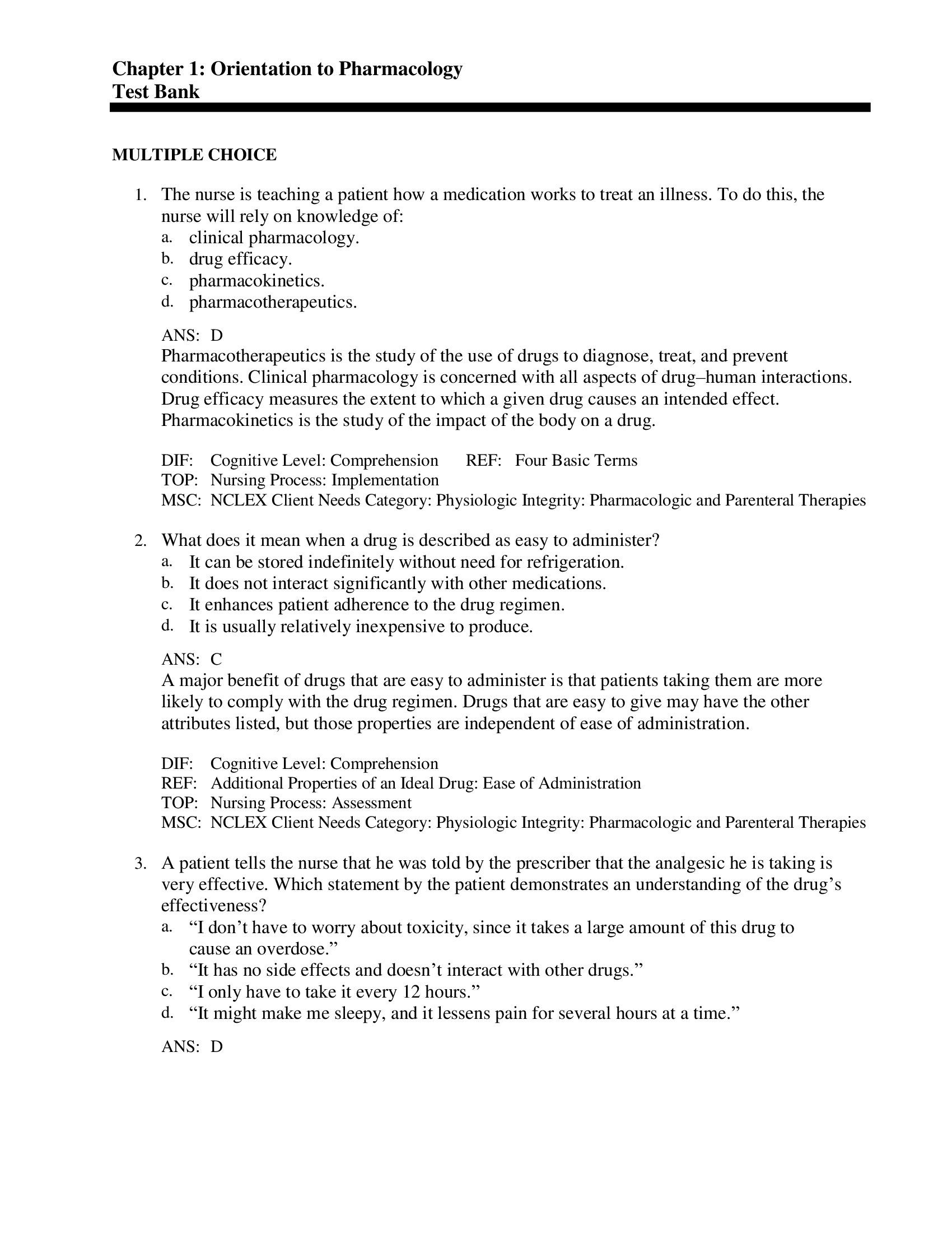 Test Bank Lehnes Pharmacology For Nursing Care 10th Edition Burcham latest update With verified answers for every question. (ALL CHAPTERS INCLUDED)
