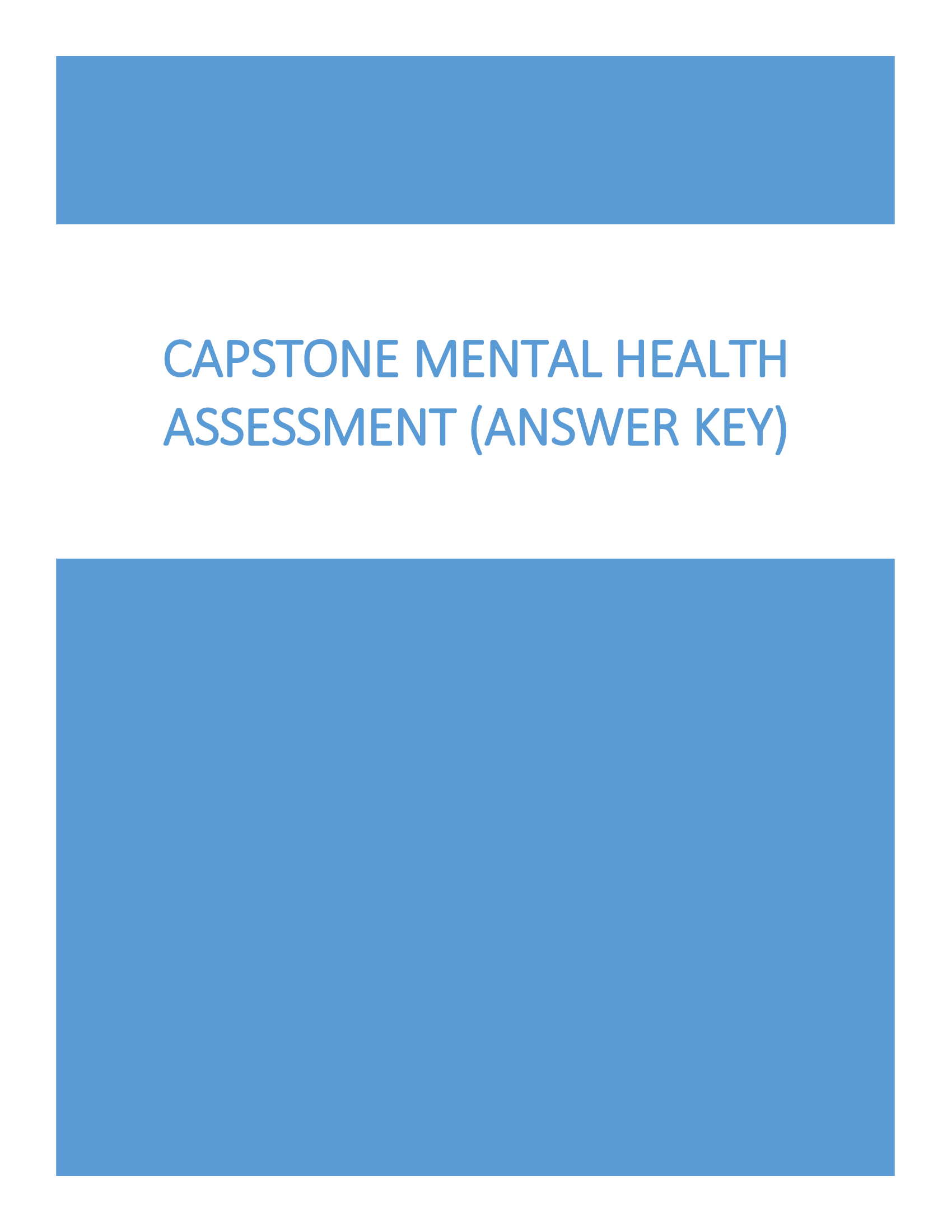 Capstone Mental Health Assessment 2026 Exam Questions and Answers