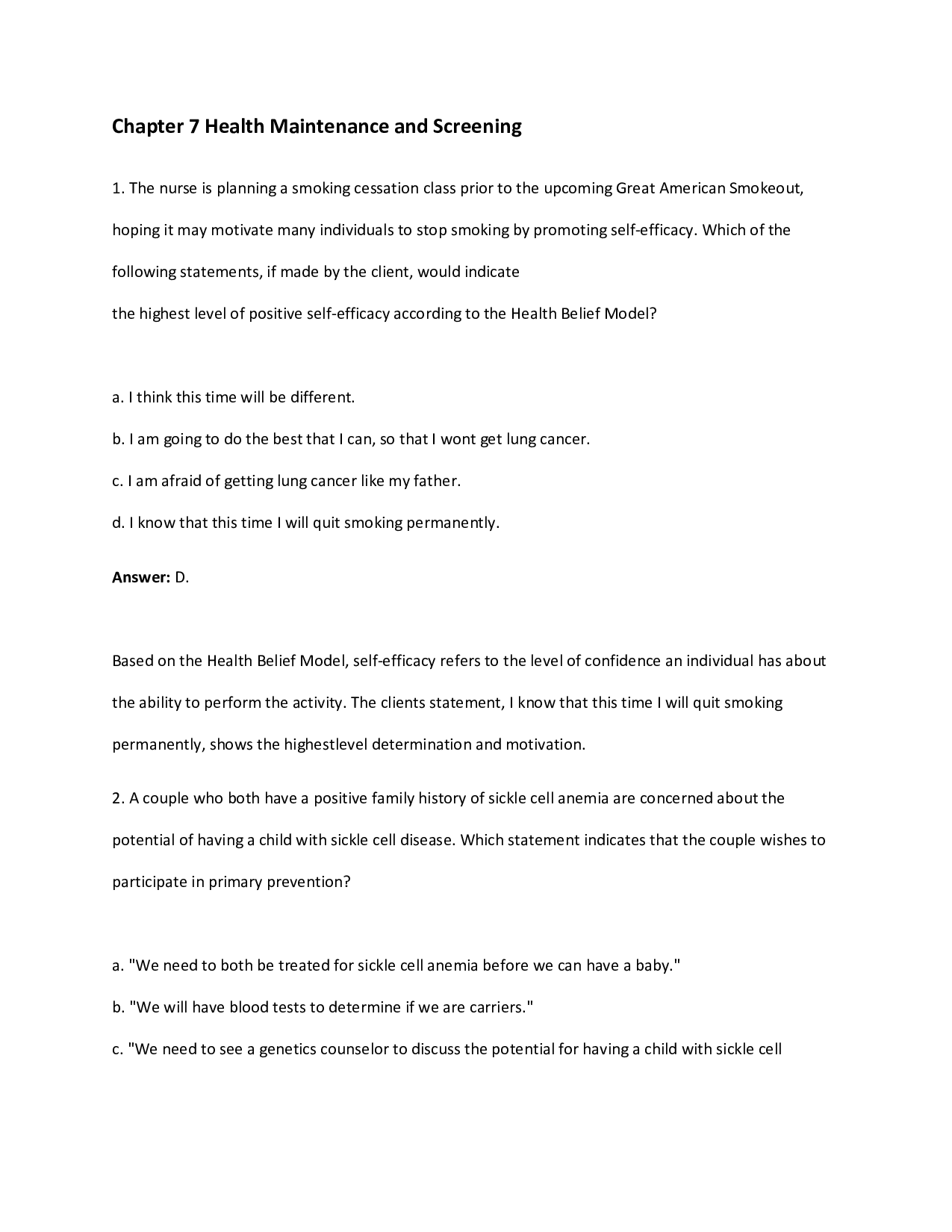 Chapter 7 Health Maintenance and Screening