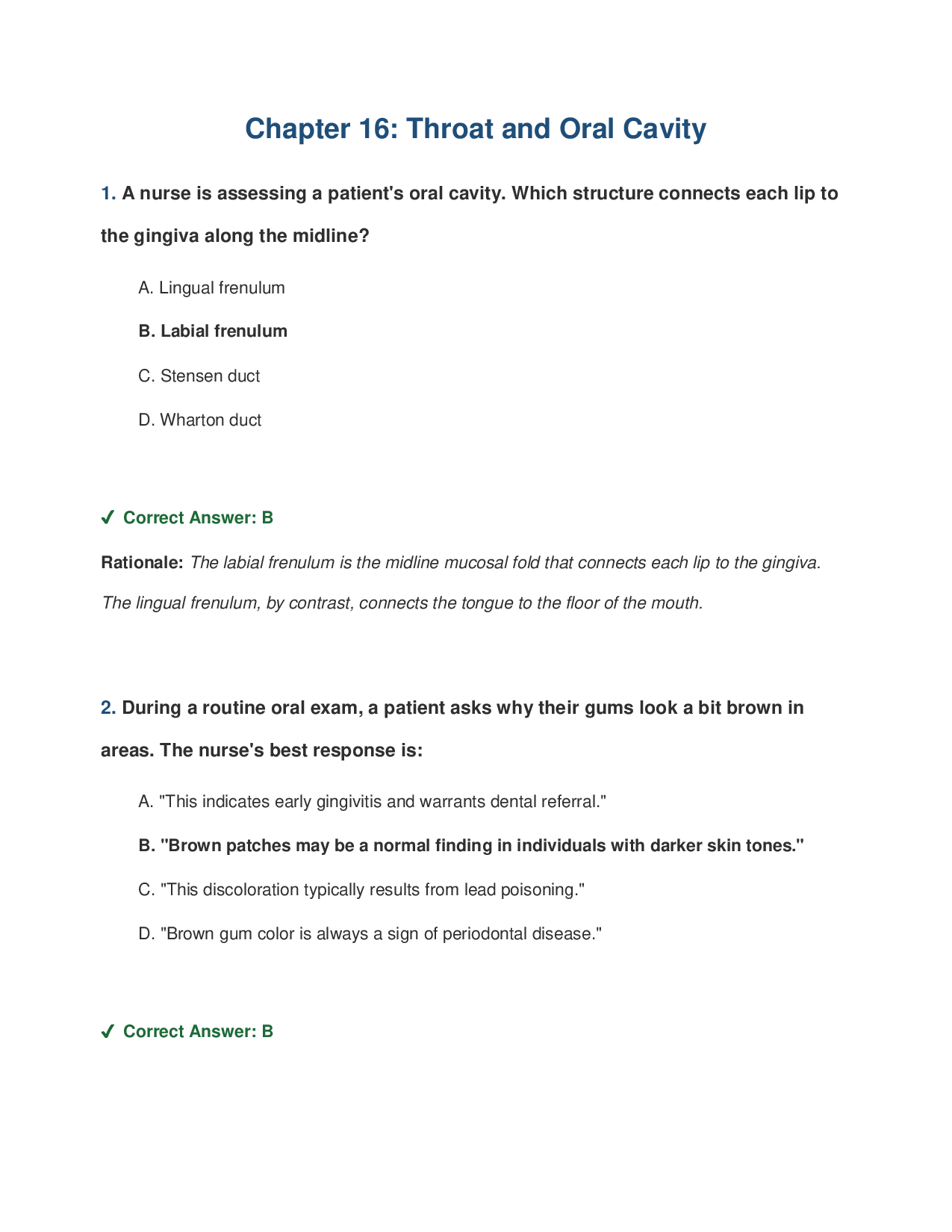 Chapter 16 Throat and Oral Cavity