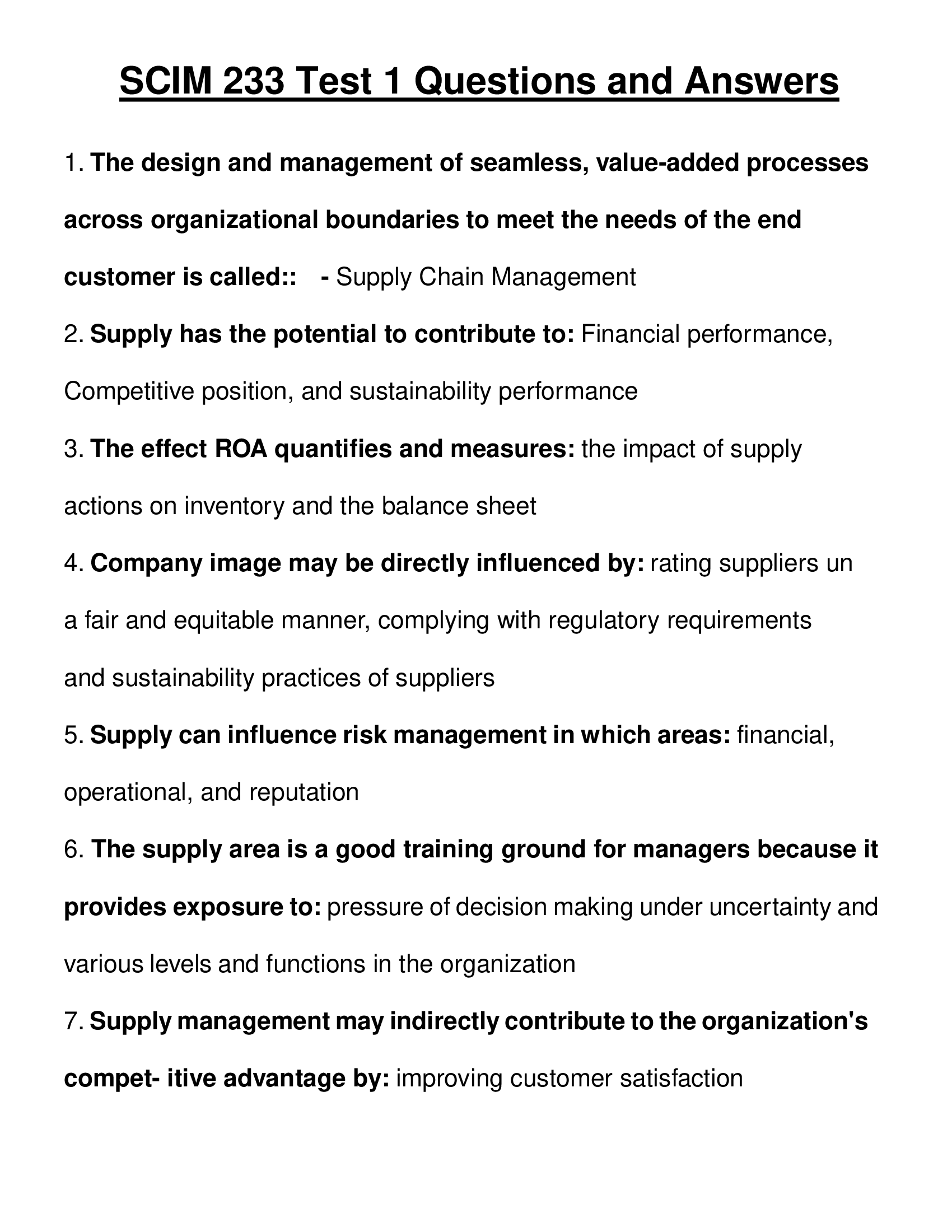 SCIM 233 Test 1 Questions and Answers 2026