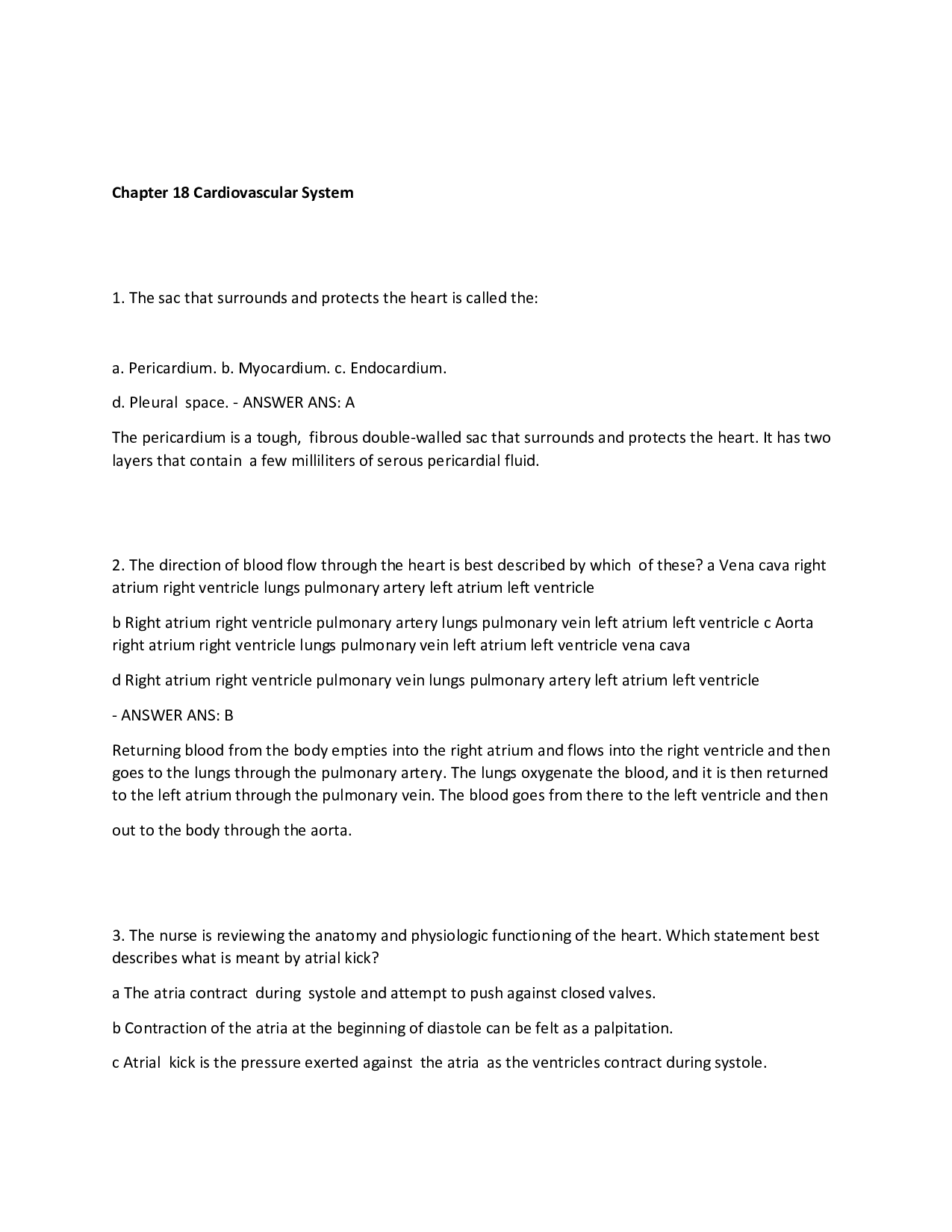 Chapter 18 Cardiovascular System
