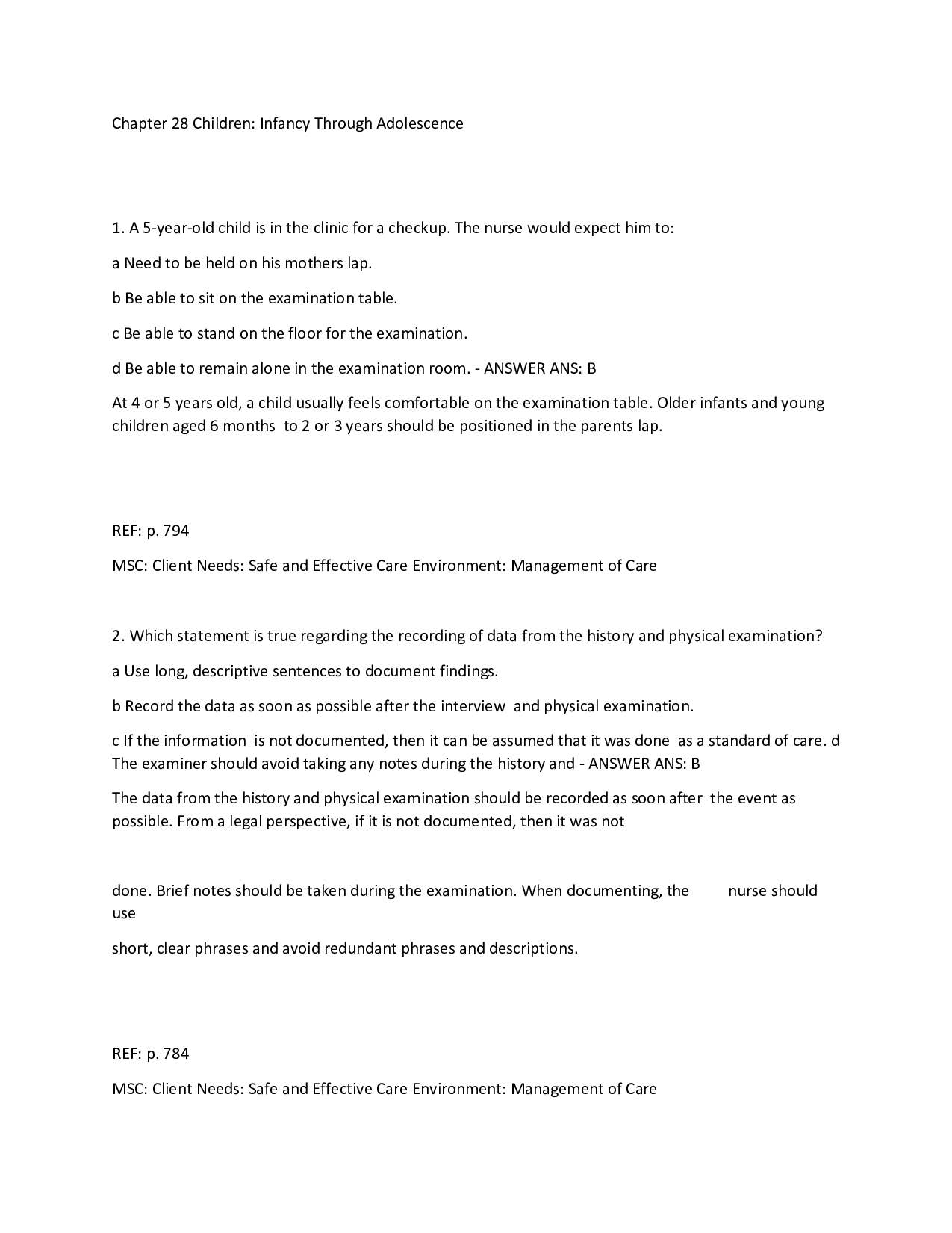 Chapter 28 Children, Infancy Through Adolescence