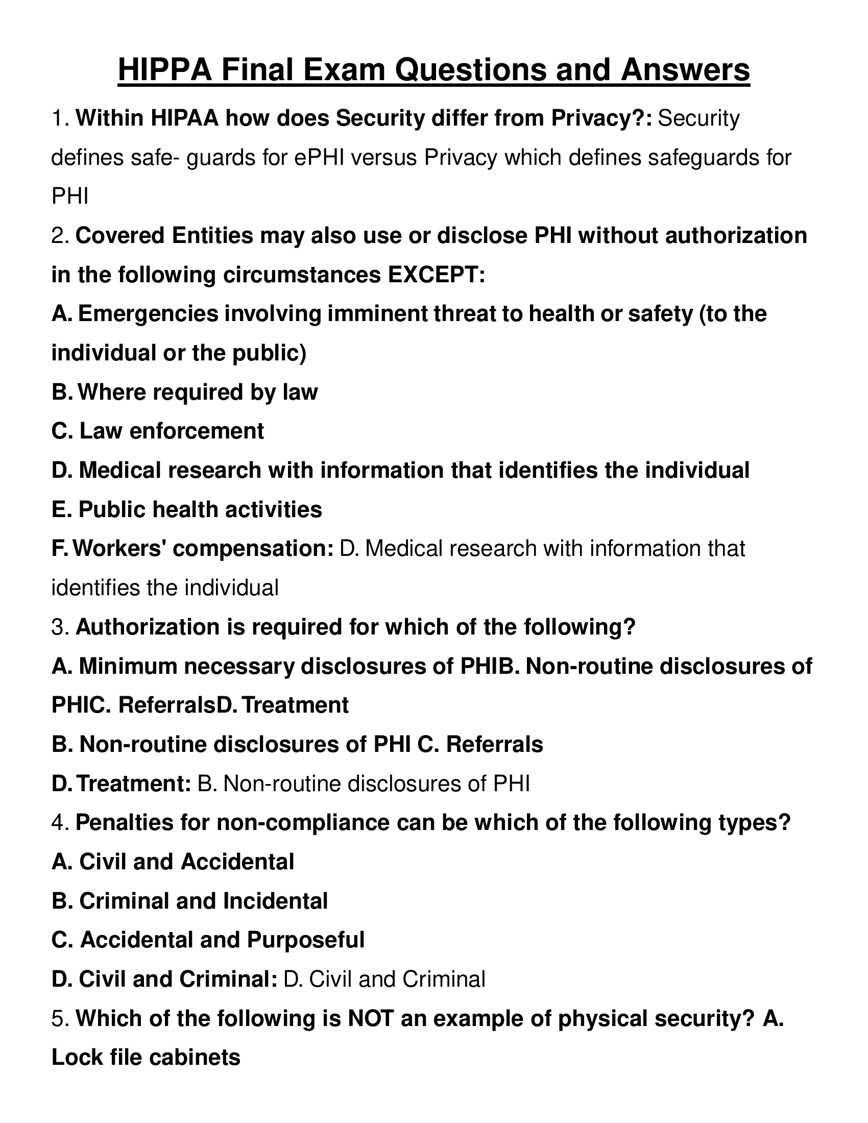HIPPA Final Exam Questions and Answers 2026