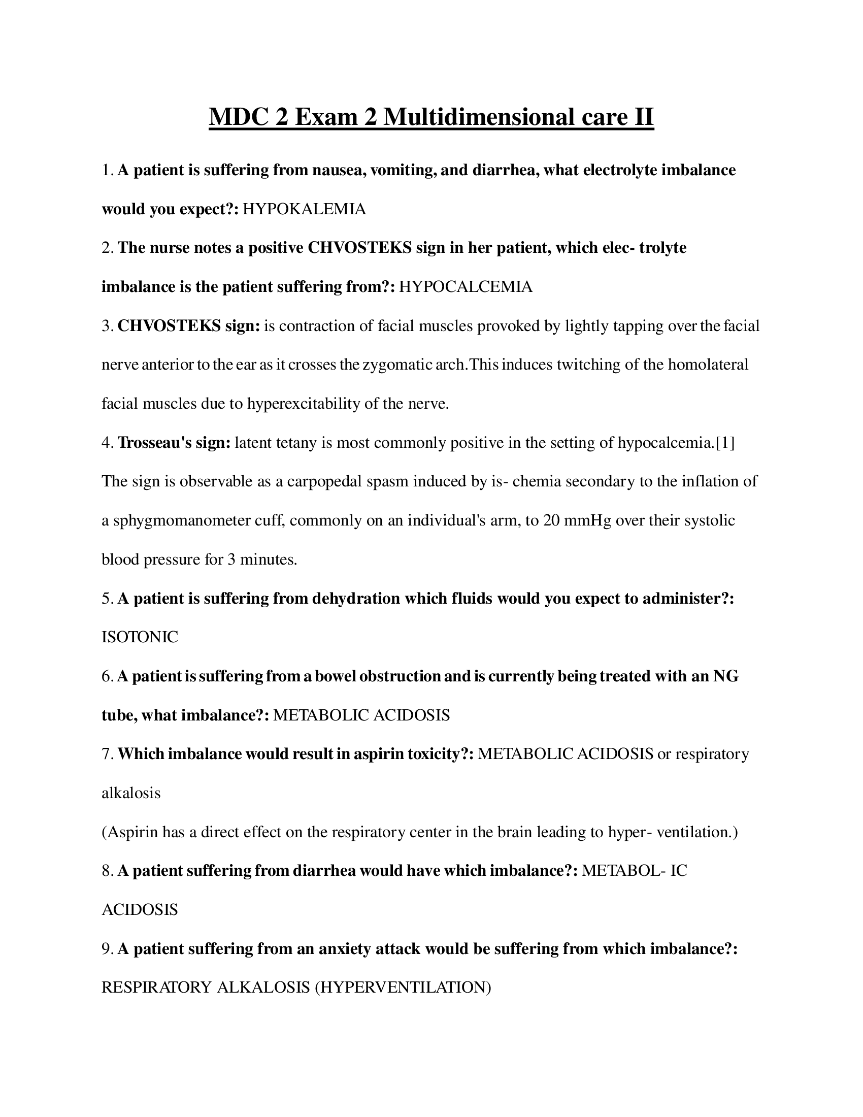 Rasmussen MDC 2 Exam 2 Multidimensional care II (2023)