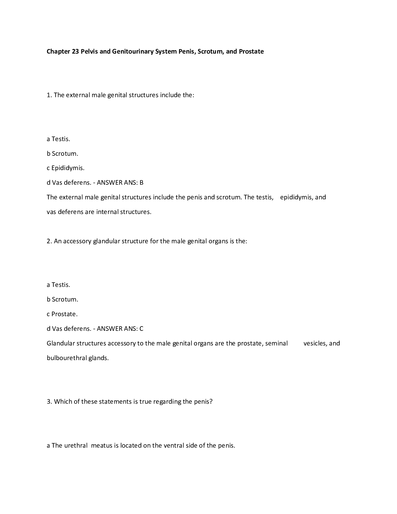 Chapter 23 Pelvis and Genitourinary System Penis, Scrotum, and Prostate