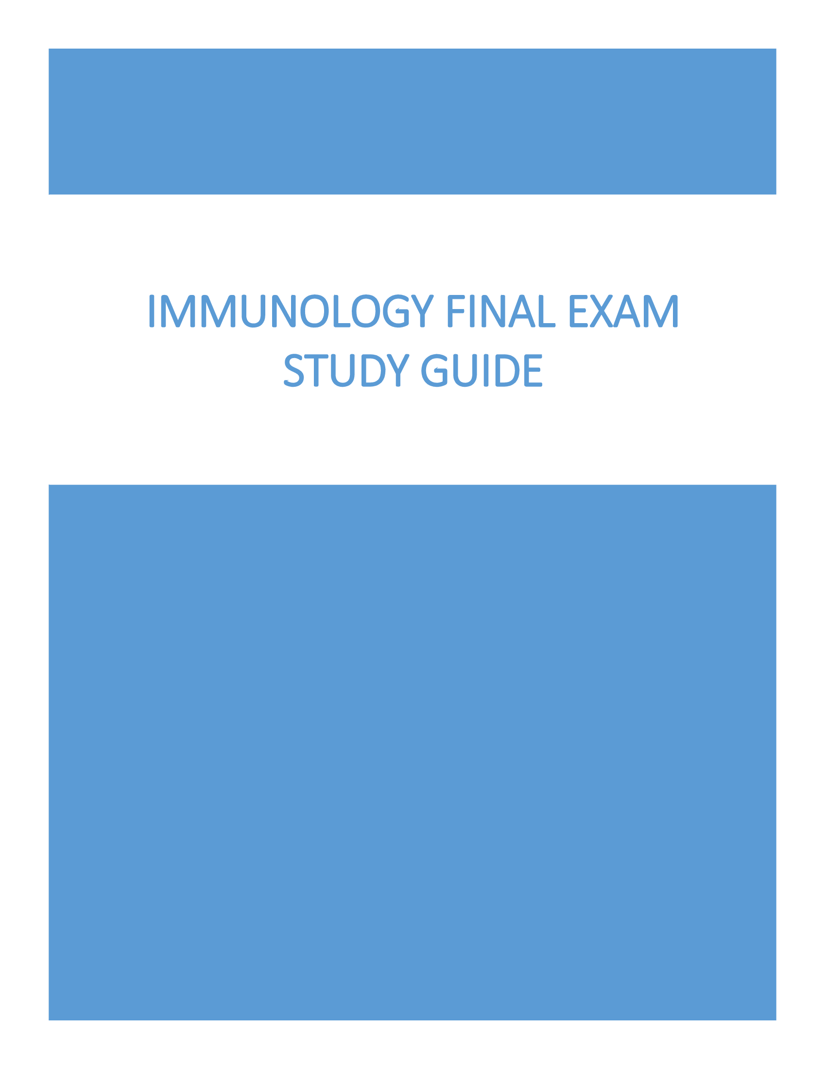 Immunology Final Exam Study Guide 2023