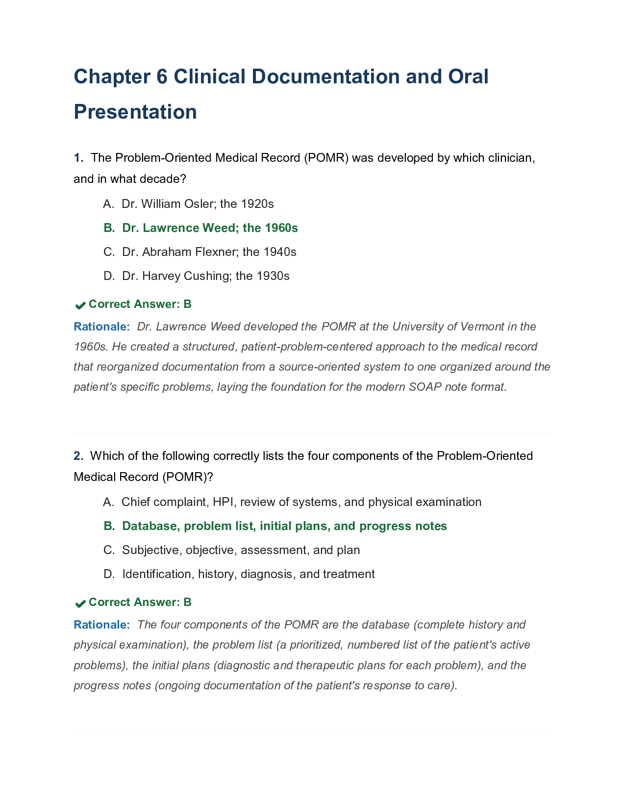 Chapter 6 Clinical Documentation and Oral Presentation
