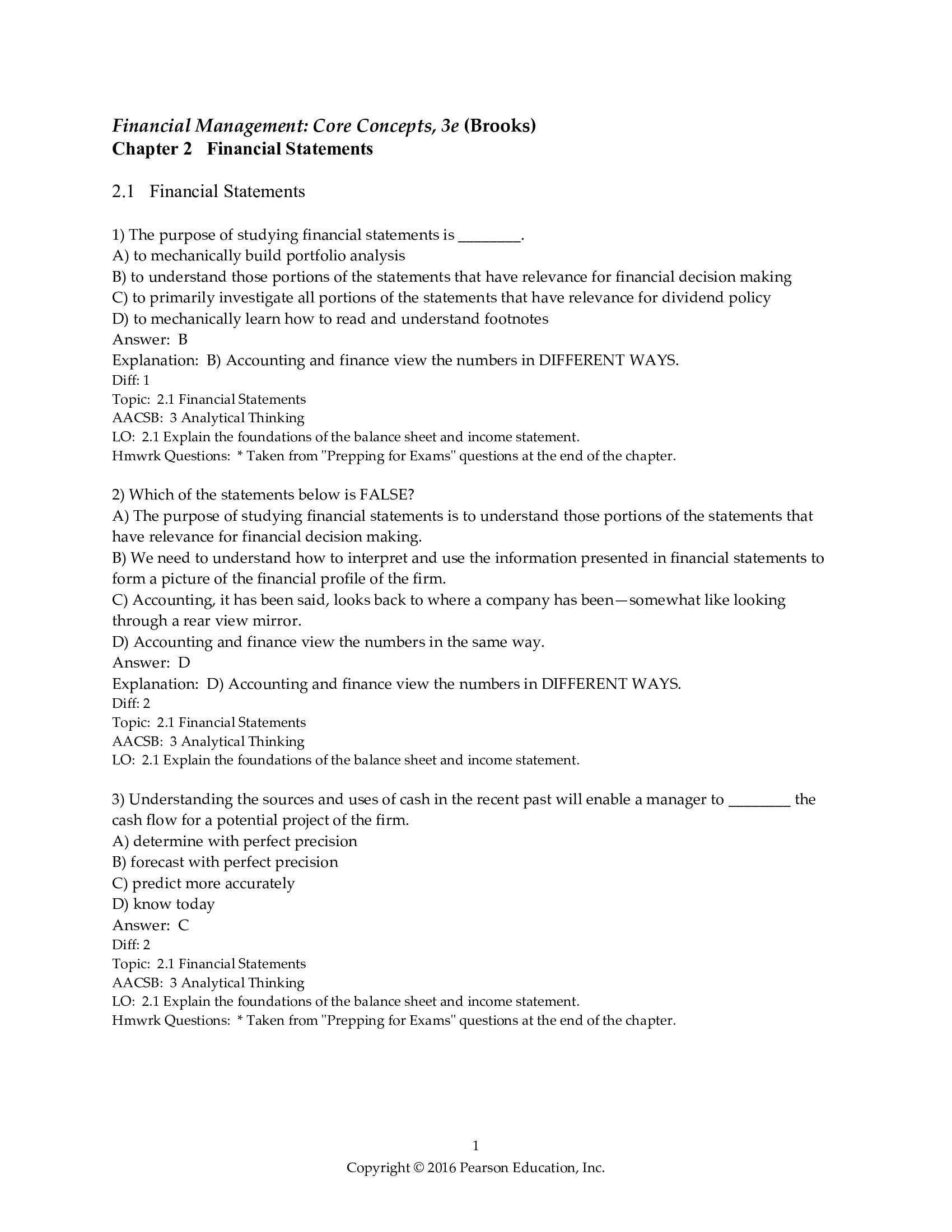 Test Bank For Financial Management Core Concepts 3rd Edition