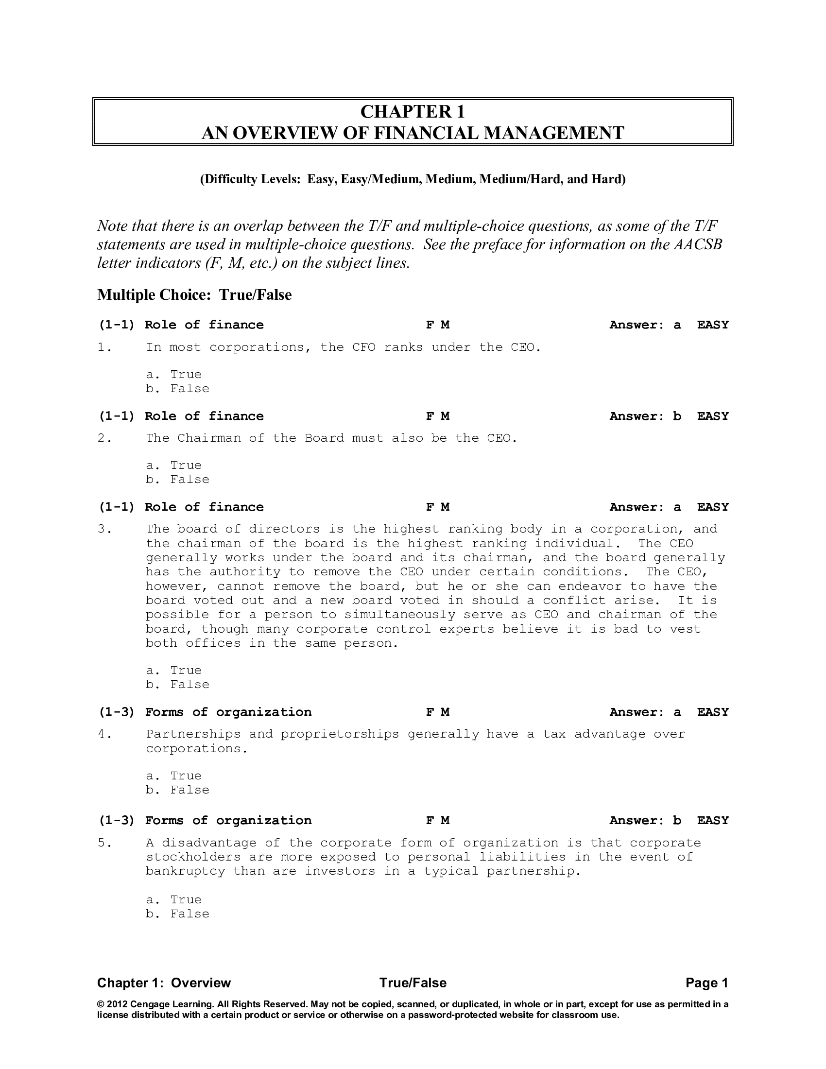 Test Bank For Fundamentals Of Financial Management Concise Edition 7th Edition Brigham