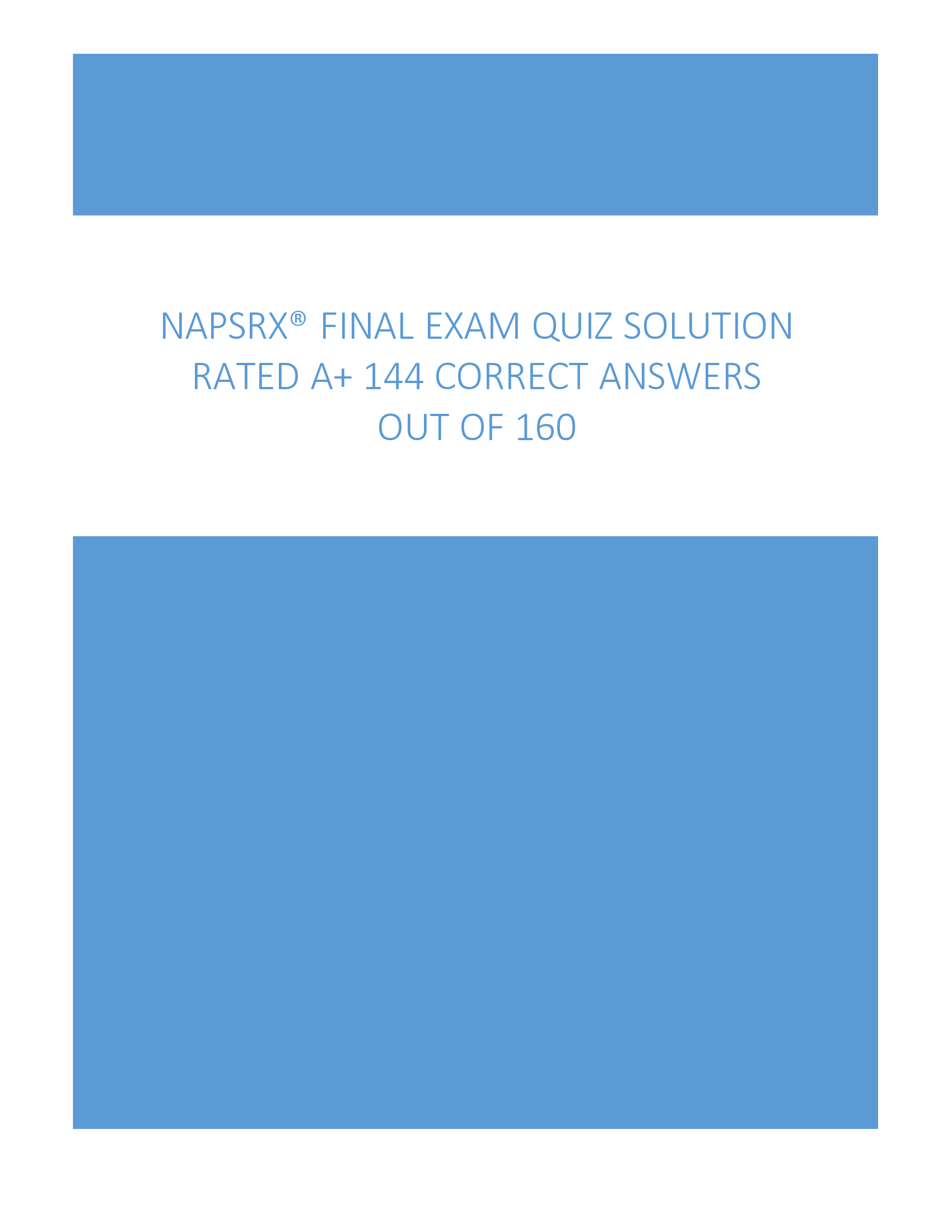 NAPSRx® Final Exam Solutions 2026