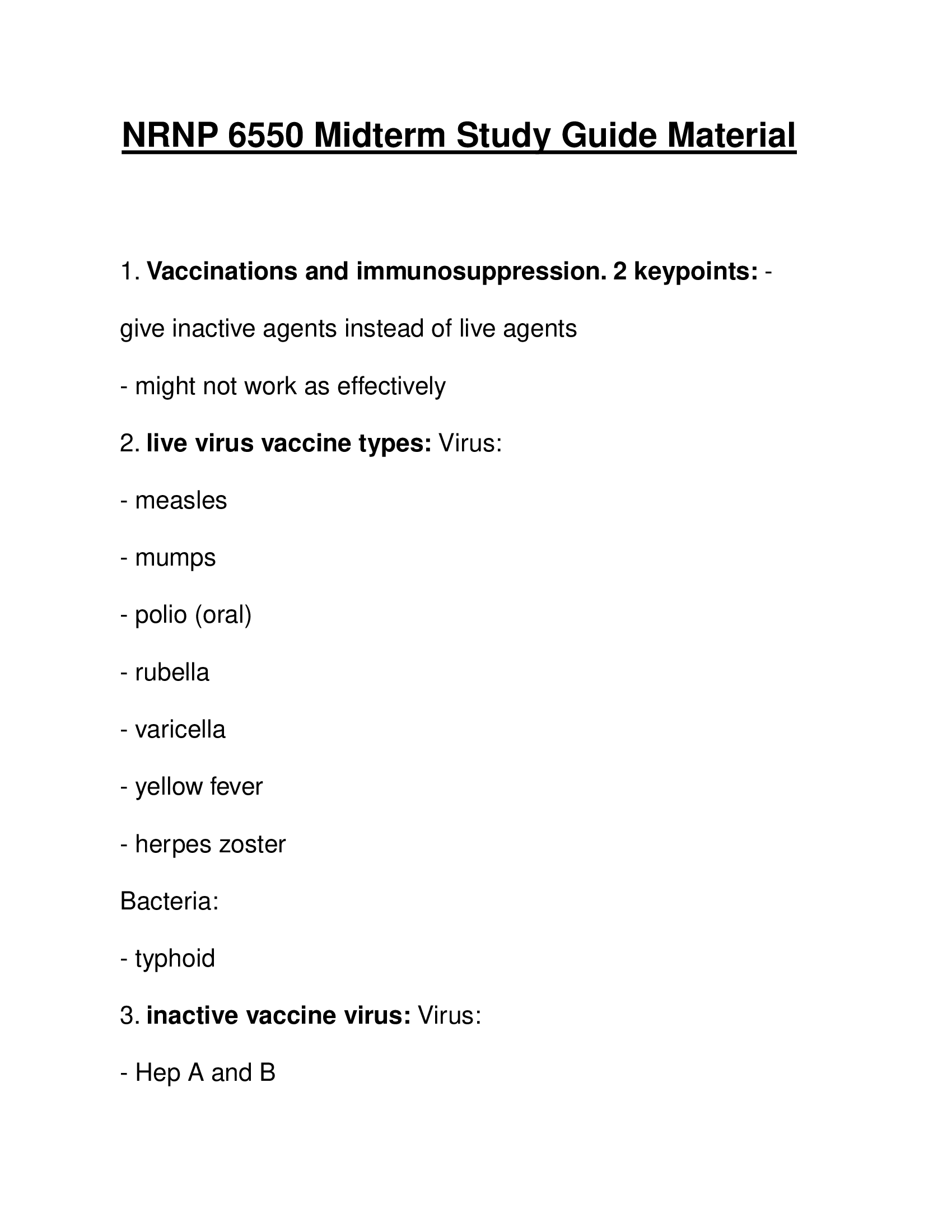 NRNP 6550 Midterm Study Guide Material 2026