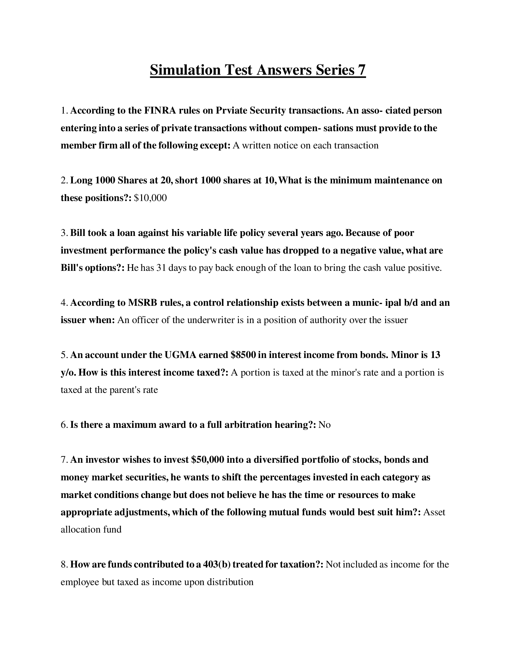 Simulation Test Answers Series 7