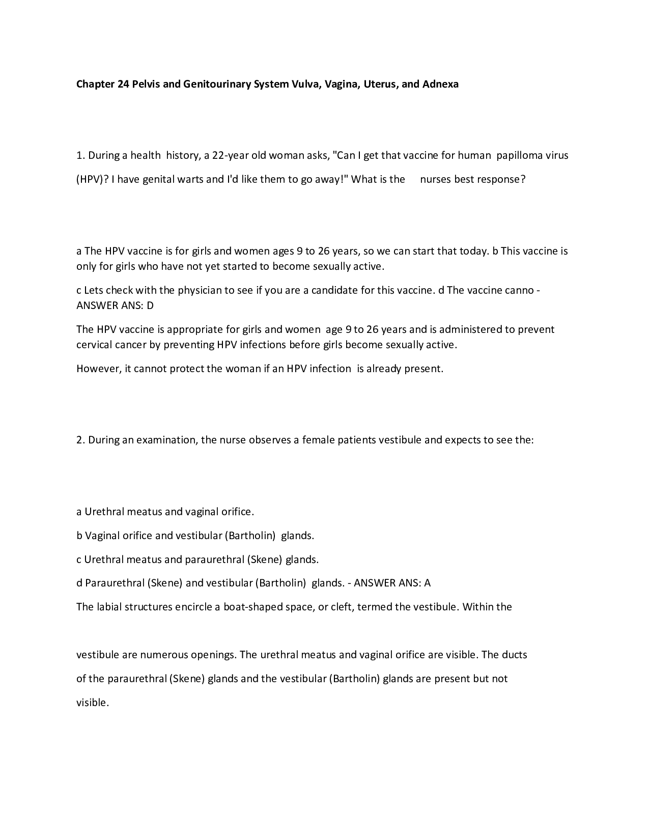 Chapter 24 Pelvis and Genitourinary System Vulva, Vagina, Uterus, and Adnexa