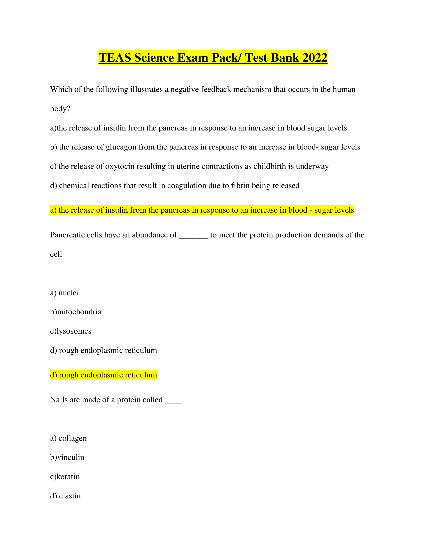 TEAS Science Exam Pack 2022