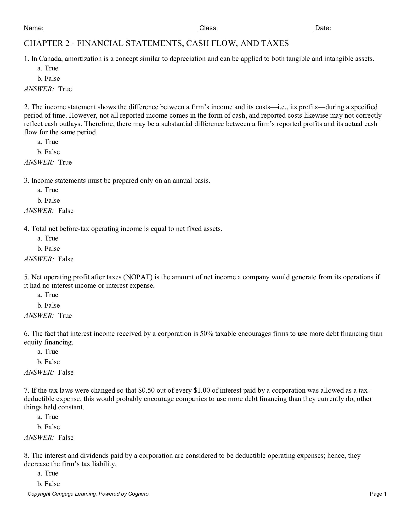 Test Bank For Financial Management Theory And Practice Third Canadian Edition