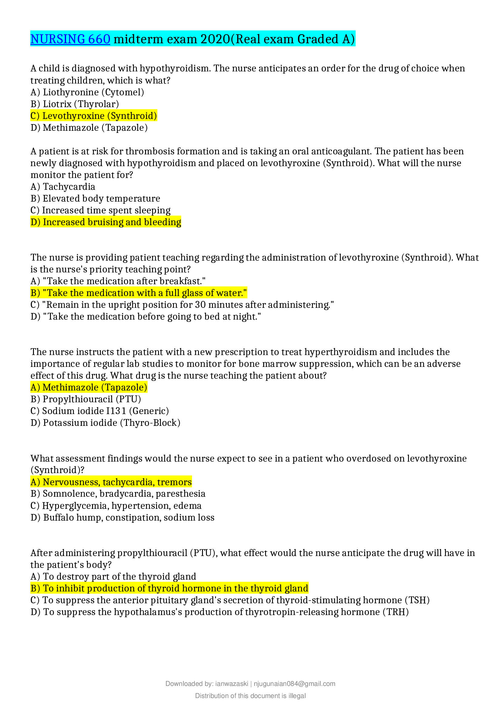 NURSING 660 midterm exam 2020(Real exam Graded A)