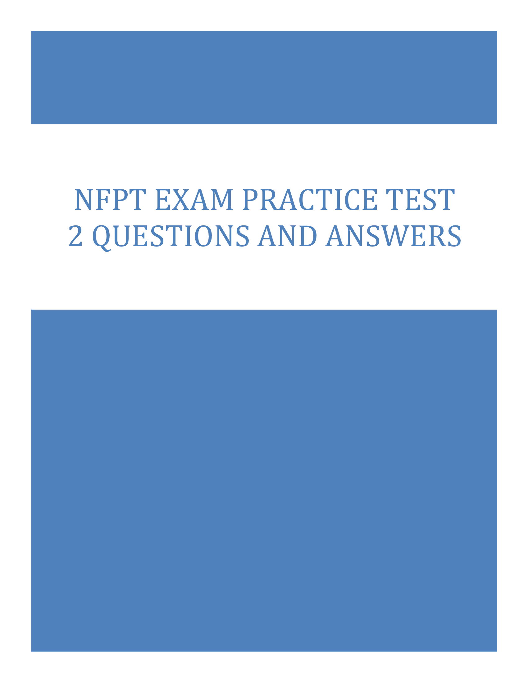 NFPT Exam Practice Test 2 Questions and Answers 2026